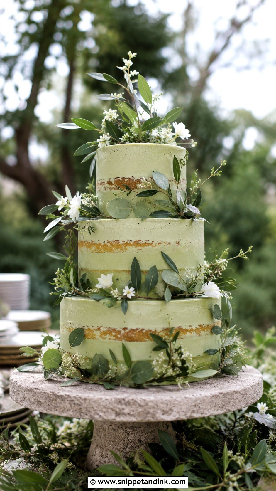 Green Botanical Wedding Cake - Snippet and Ink - 20 Green Wedding Cake Ideas