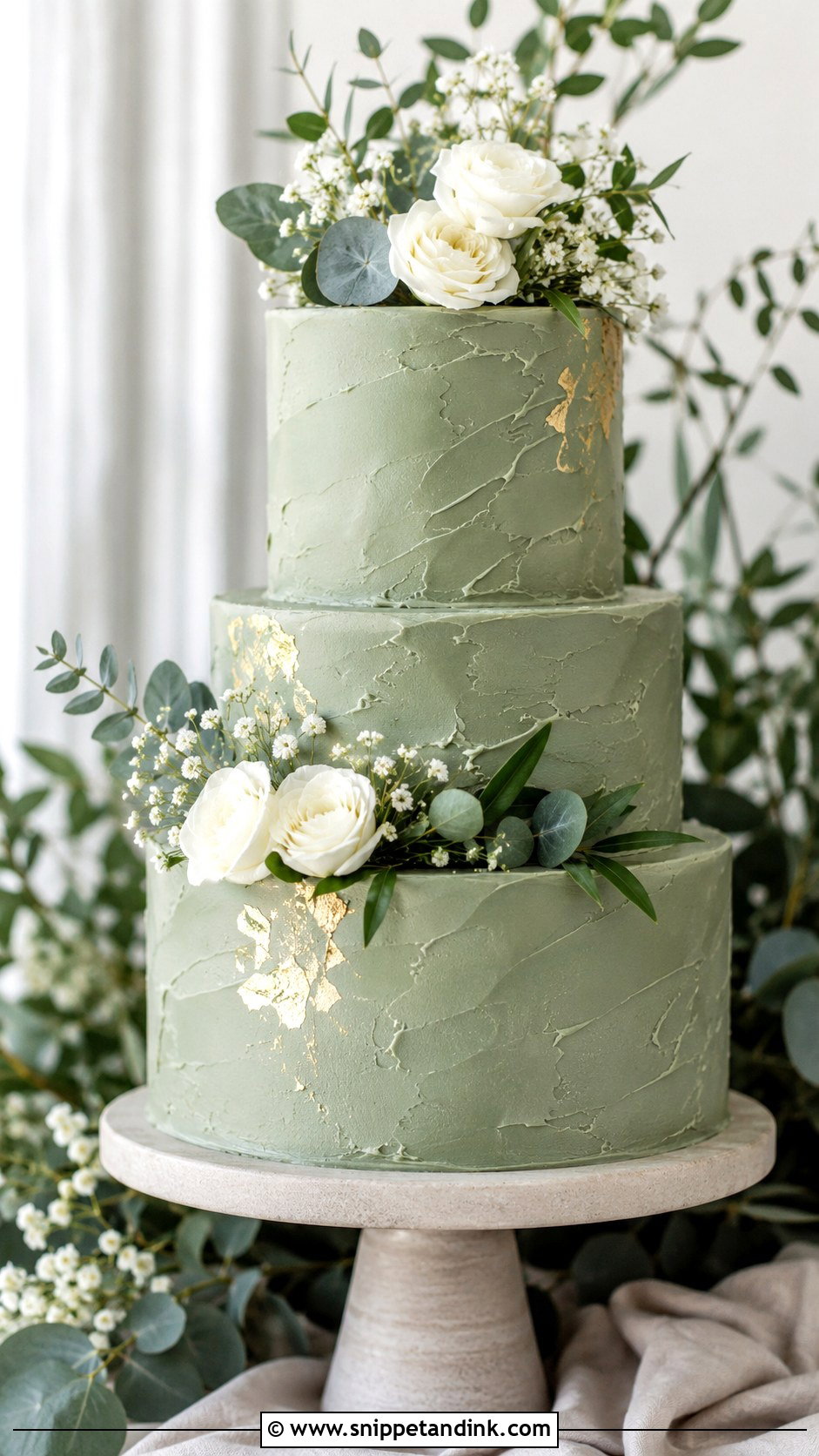 Green Buttercream Wedding Cake - Snippet and Ink - 25 Elegant Green Wedding Cake Ideas
