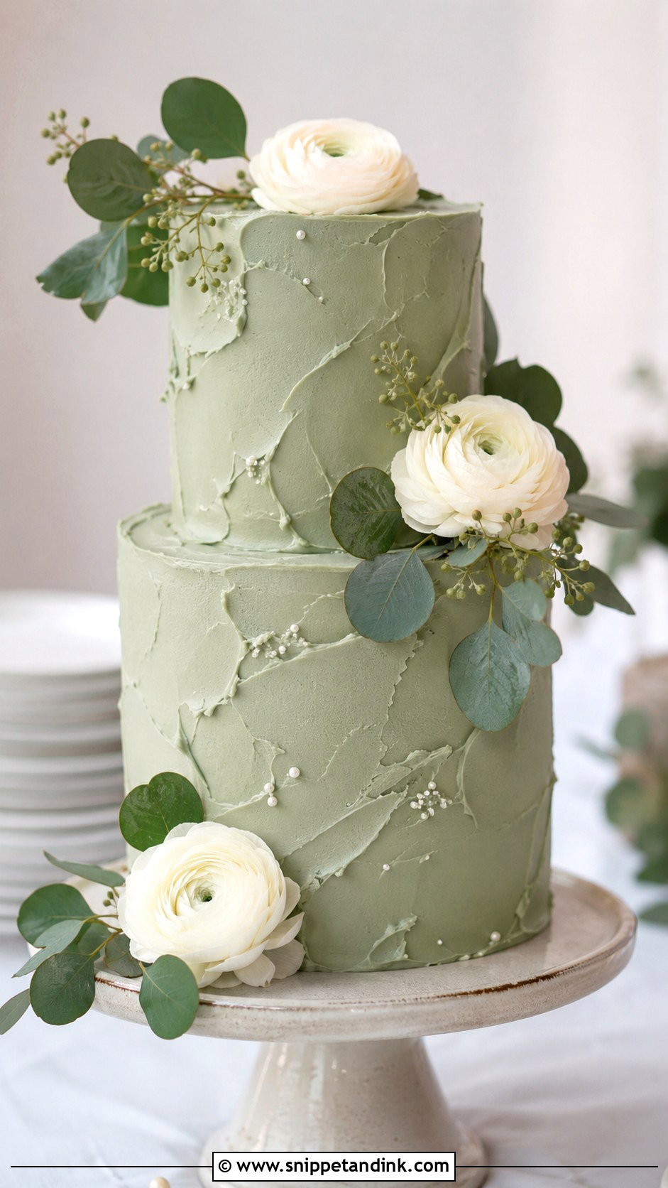 Green Buttercream Wedding Cake - Snippet and Ink - 20 Green Wedding Cake Ideas