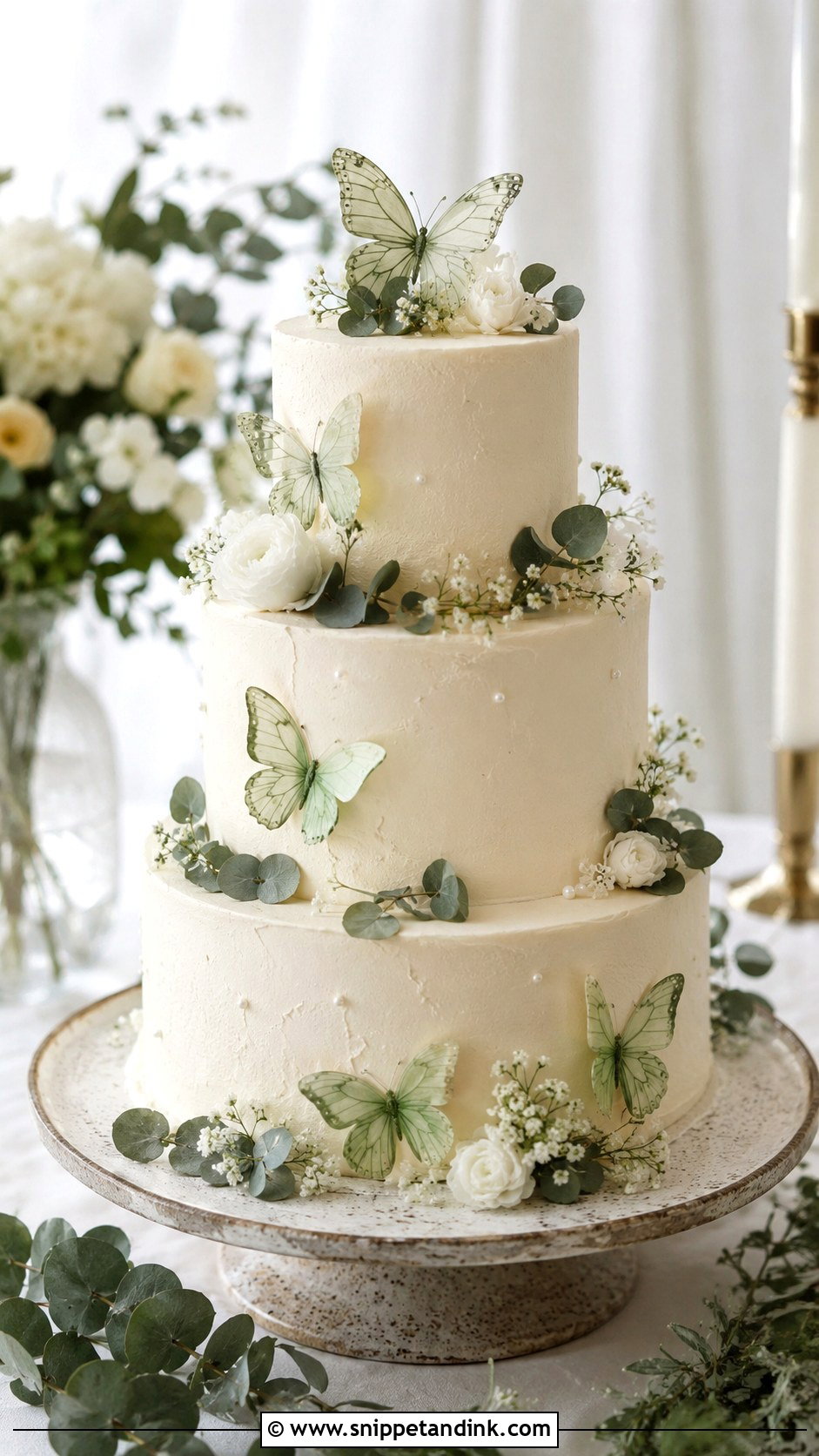 Green Butterfly 3 Tier Wedding Cake - Snippet and Ink - 20 3 Tier Butterfly Cake Ideas for Wedding