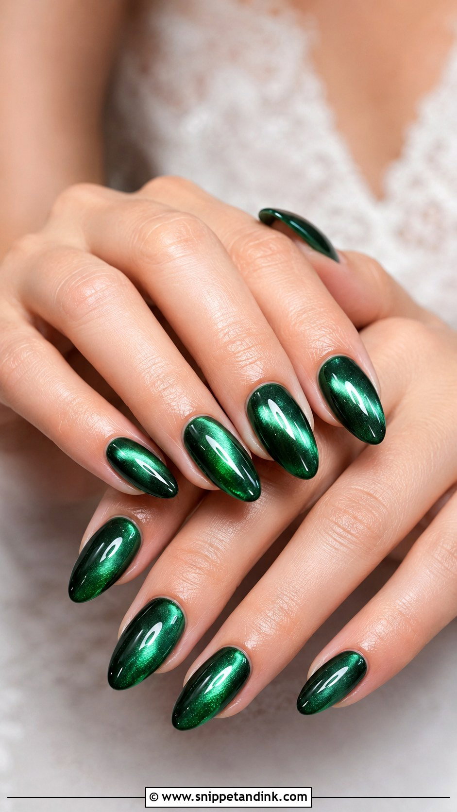 Green Cat Eye Bridal Nails - Snippet and Ink - 20 Green Bridal Nails