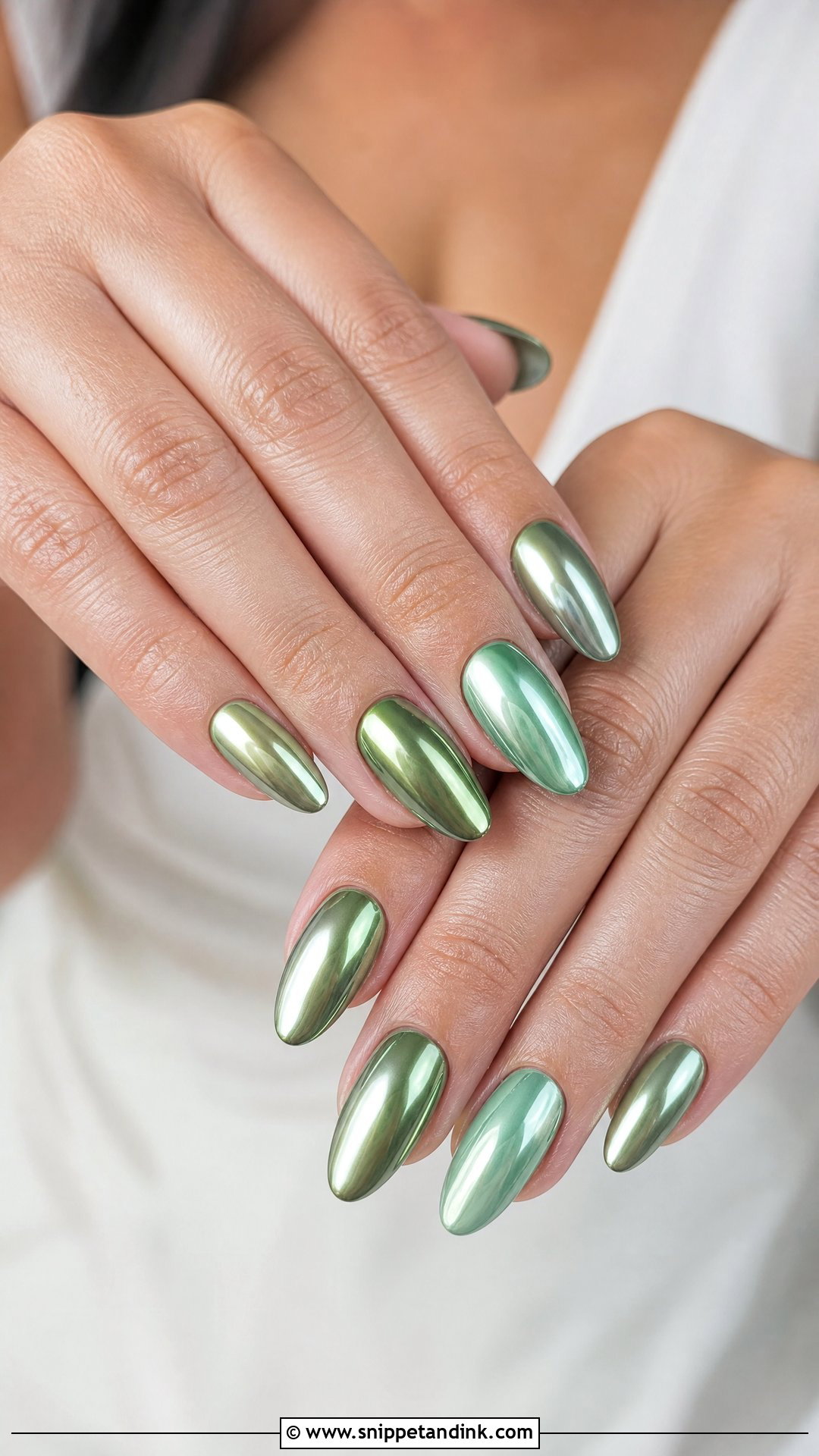 Green Chrome Wedding Nails - Snippet and Ink - 25 Green Wedding Nails