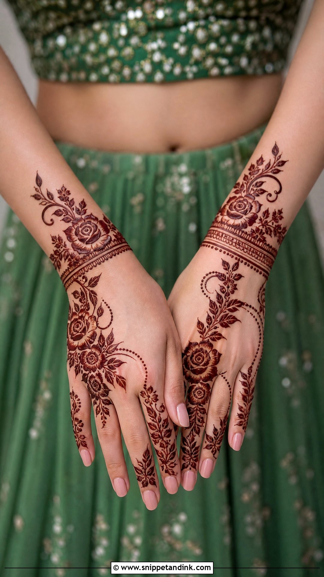 Green Crop Top Skirt Mehendi Outfit - Snippet and Ink - 25 Green Mehendi Outfits for Bride