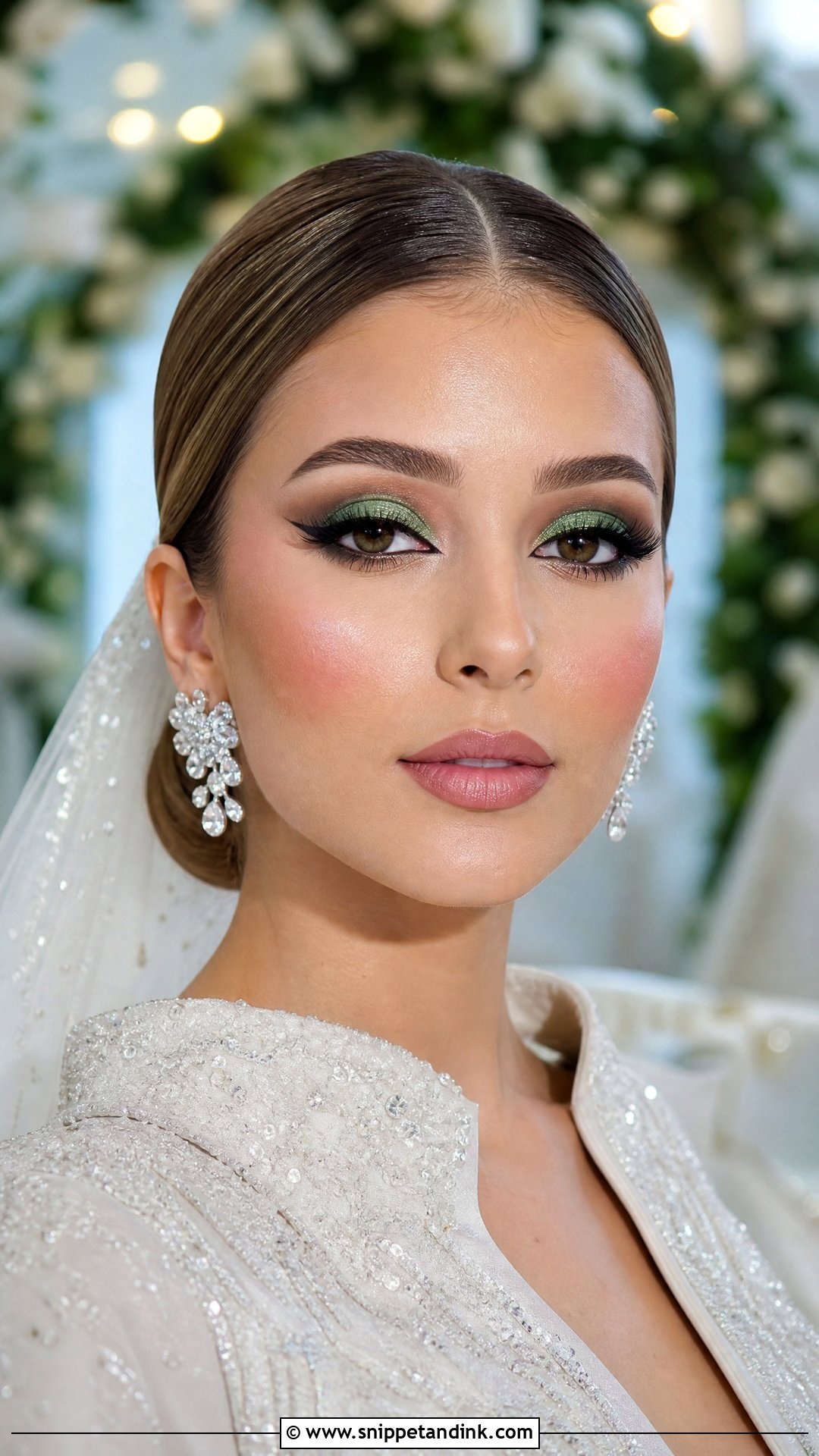Green Cut Crease Bridal Makeup - Snippet and Ink - 20 Green Bridal Makeup Ideas