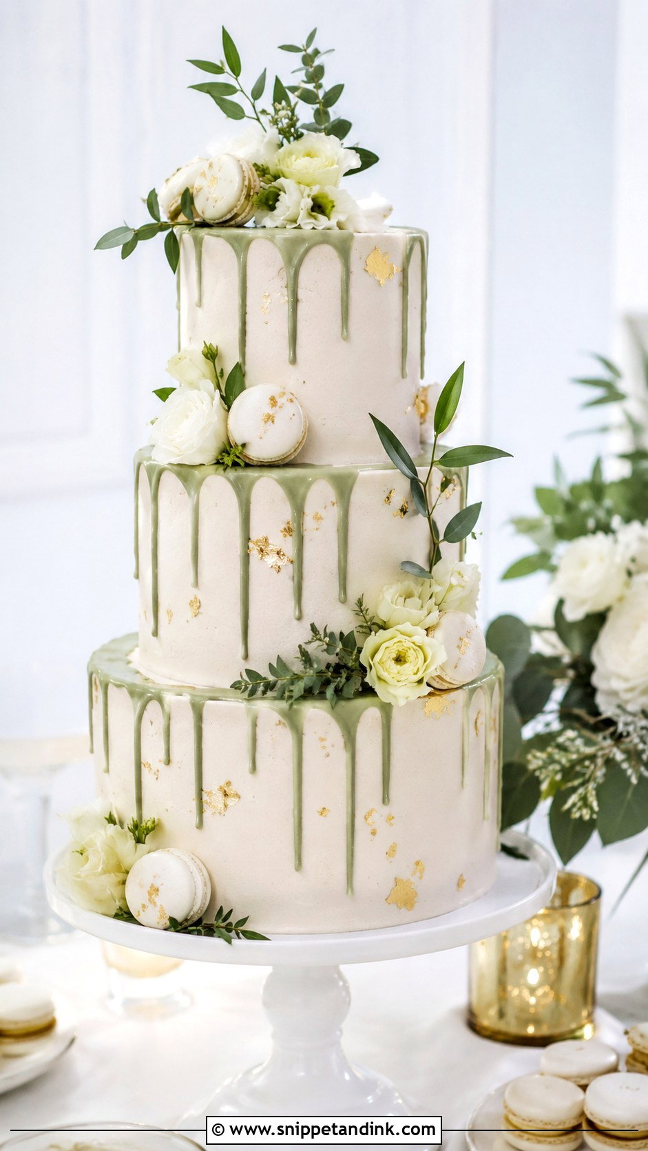 Green Drip Wedding Cake - Snippet and Ink - 25 Elegant Green Wedding Cake Ideas