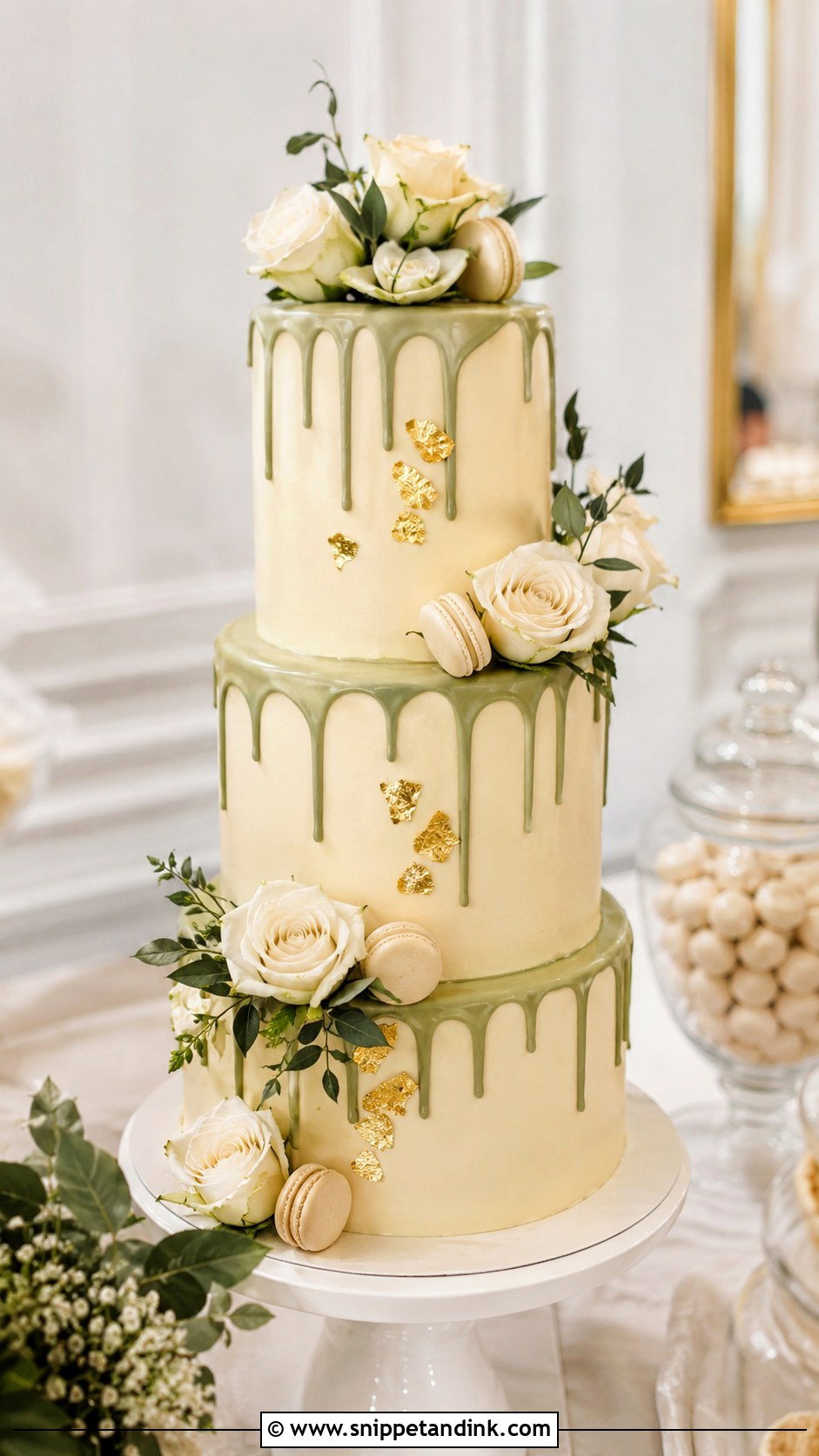 Green Drip Wedding Cake - Snippet and Ink - 20 Green Wedding Cake Ideas
