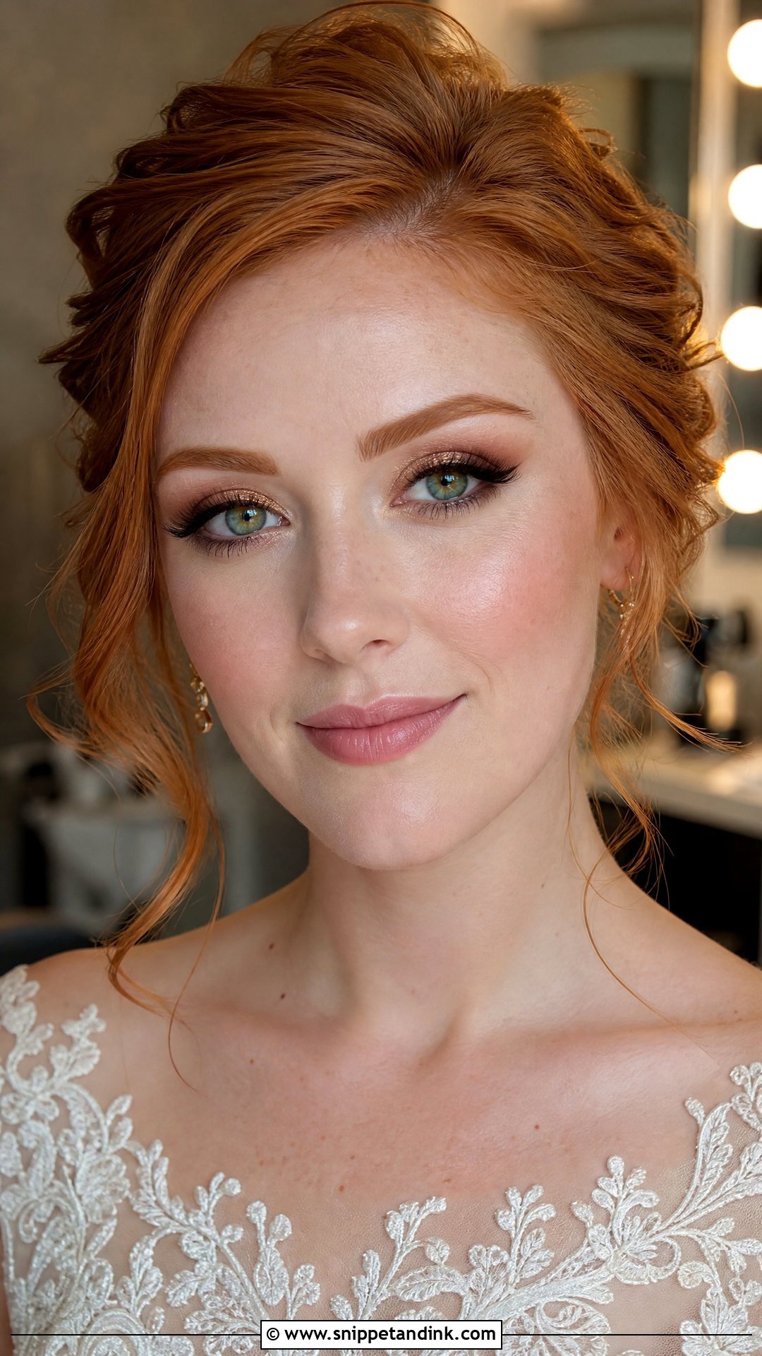 Green Eye Redhead Bridal Makeup - Snippet and Ink - 20 Redhead Bridal Makeup Ideas