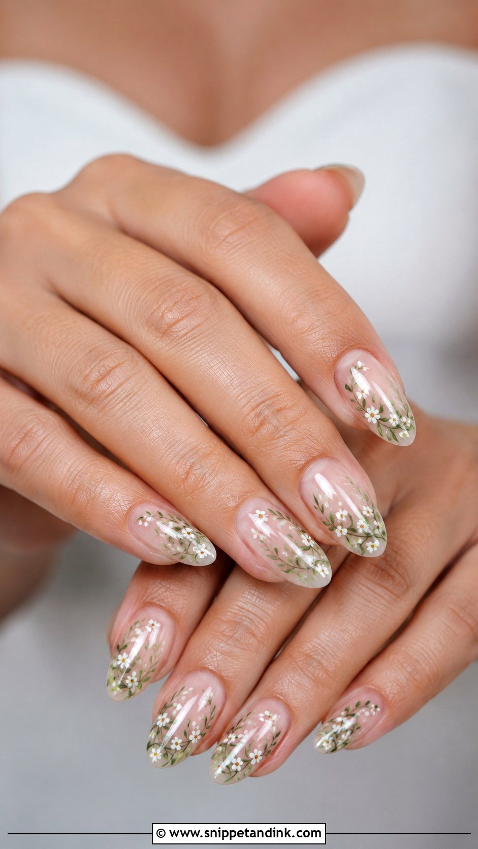 Green Floral Bridal Nails - Snippet and Ink - 20 Green Bridal Nails