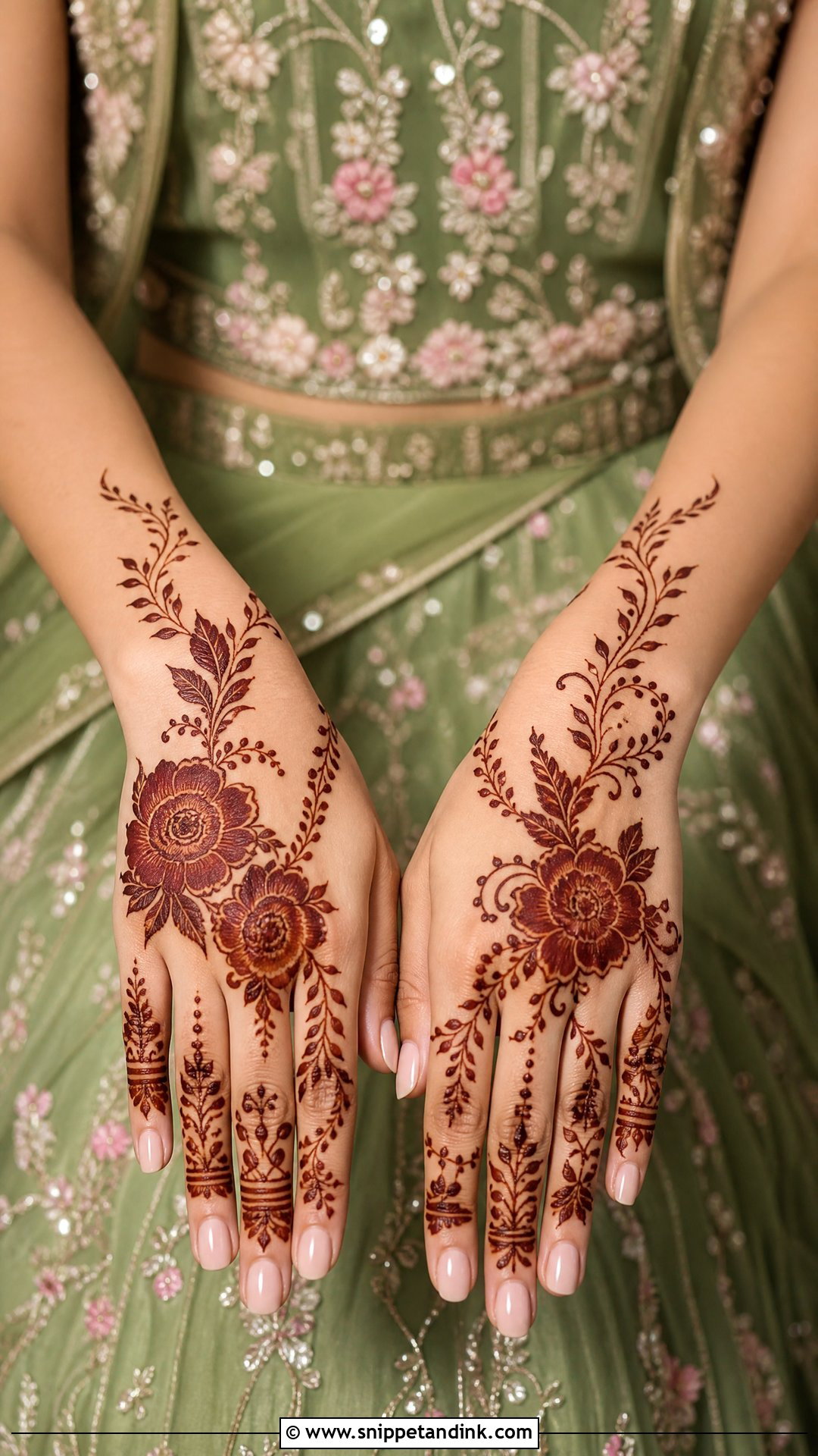 Green Floral Mehendi Lehenga - Snippet and Ink - 25 Green Mehendi Outfits for Bride