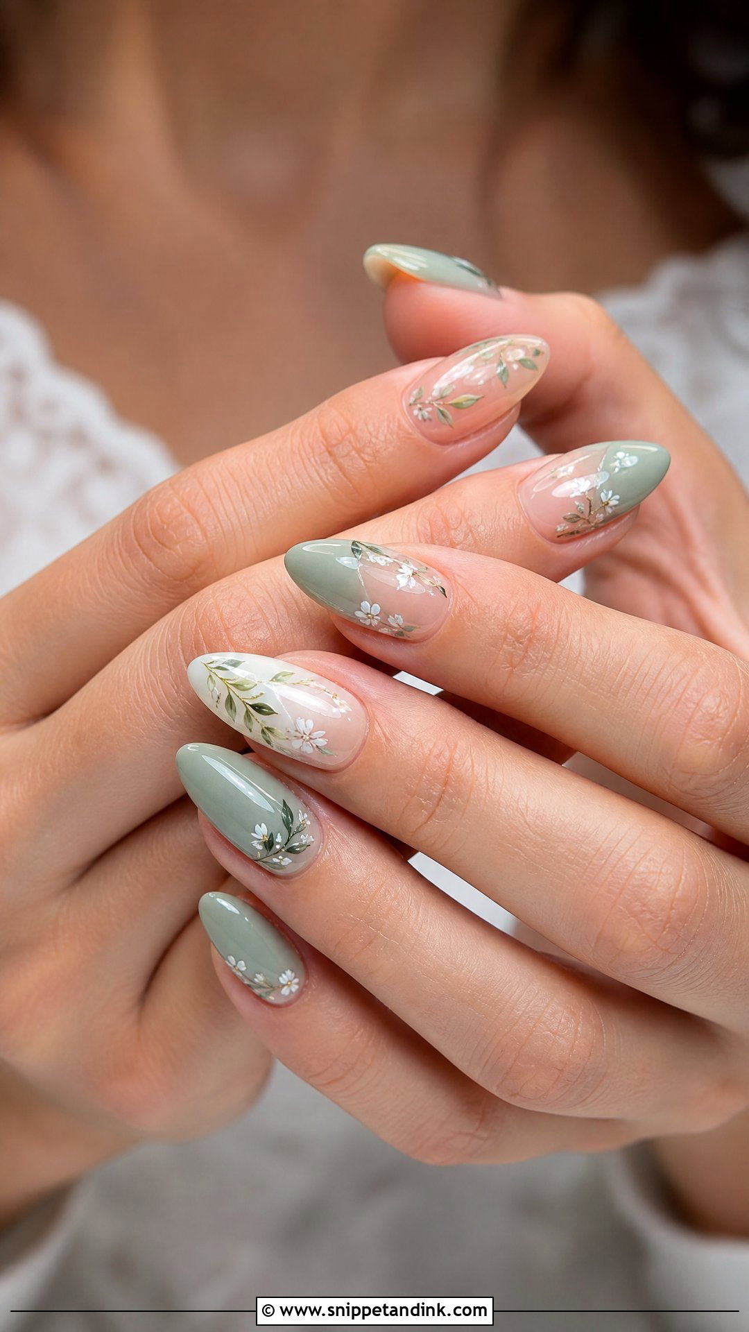 Green Floral Wedding Nails - Snippet and Ink - 25 Floral Wedding Nails