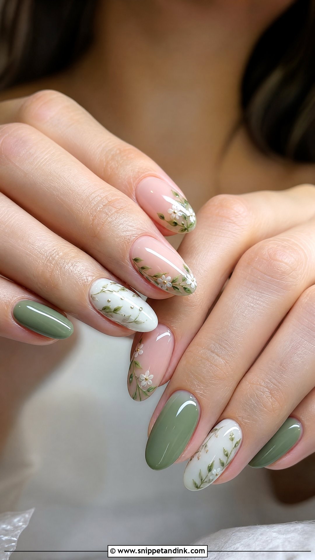 Green Floral Wedding Nails - Snippet and Ink - 25 Green Wedding Nails