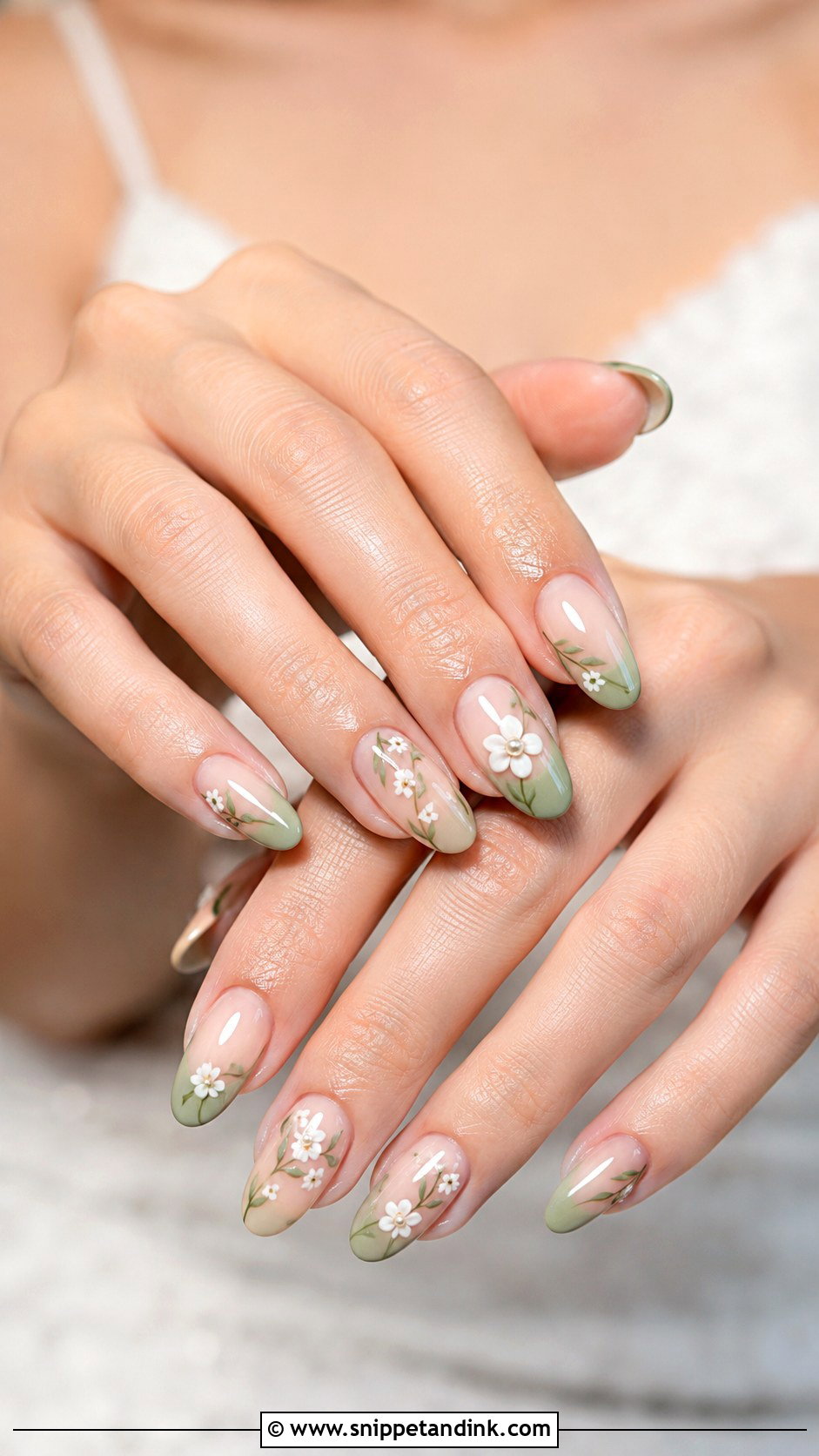 Green Floral Wedding Nails - Snippet and Ink - 20 Green Nails for Wedding