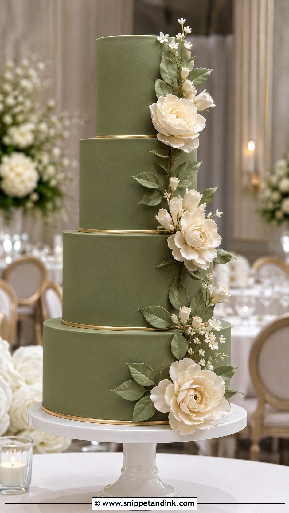 Green Fondant Wedding Cake - Snippet and Ink - 20 Green Wedding Cake Ideas