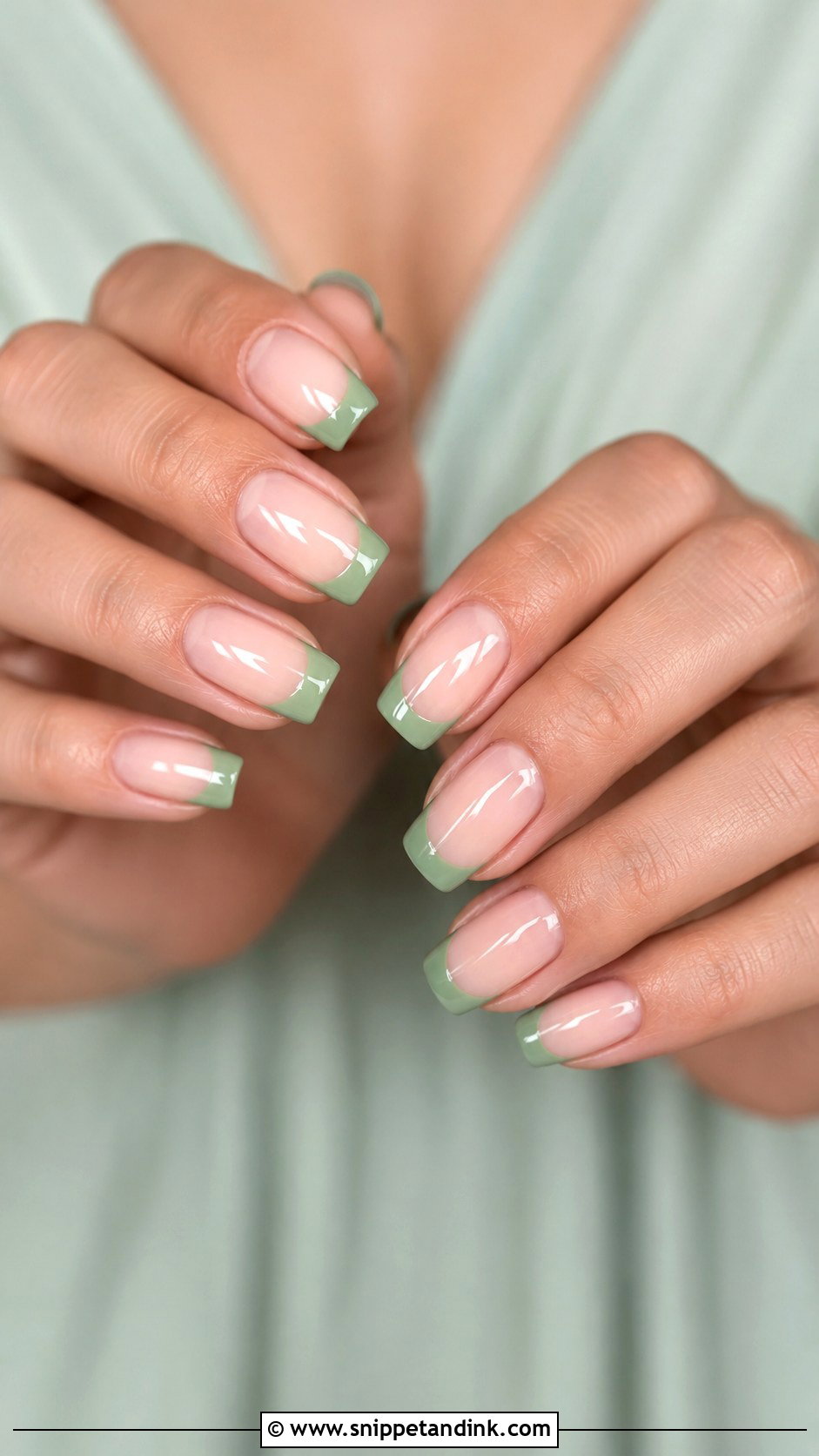 Green French Tip Bridesmaid Nails - Snippet and Ink - 20 Green Bridesmaid Nails