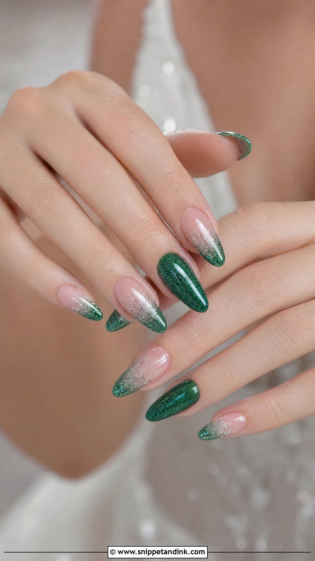 Green Glitter Wedding Nails - Snippet and Ink - 25 Green Wedding Nails