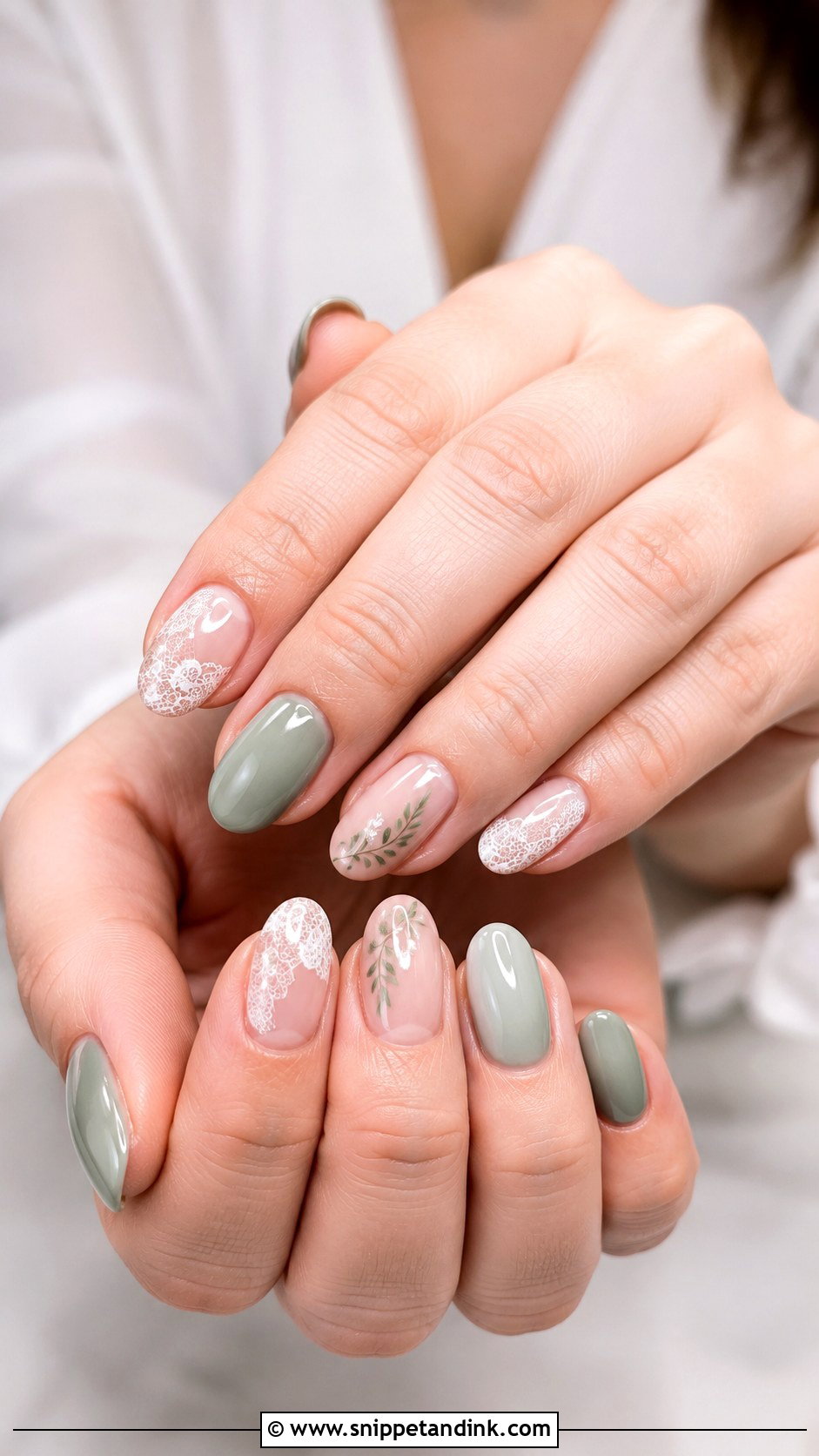 Green Lace Wedding Nails - Snippet and Ink - 20 Green Wedding Nails for Bride