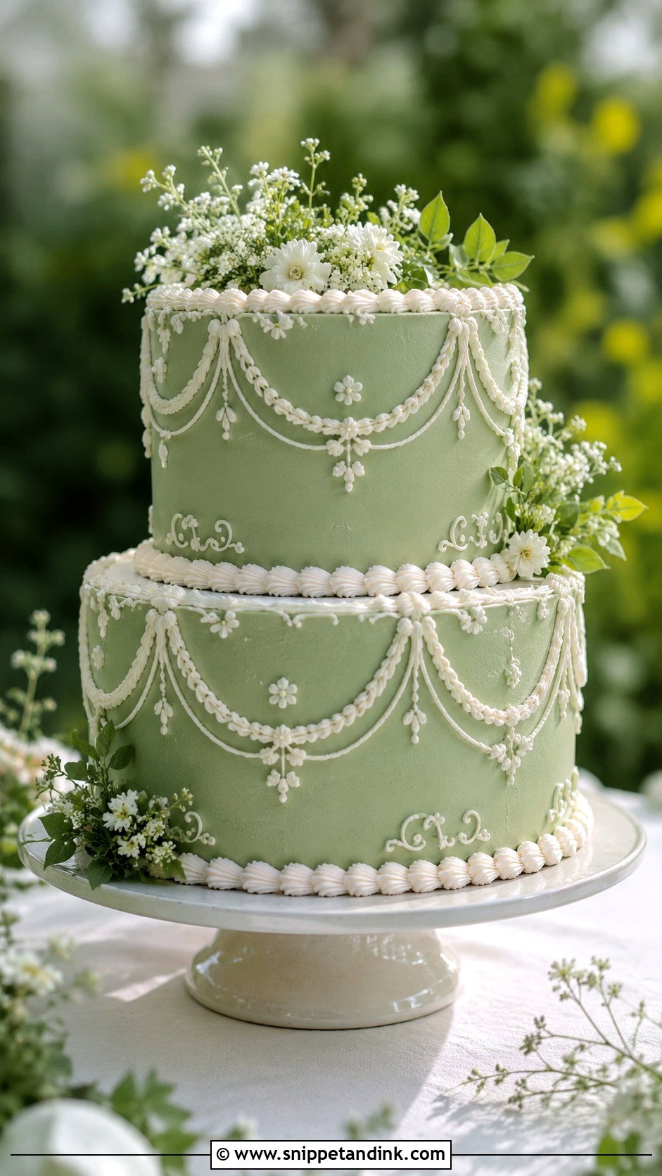 Green Lambeth Wedding Cake - Snippet and Ink - 25 Lambeth Style Wedding Cakes