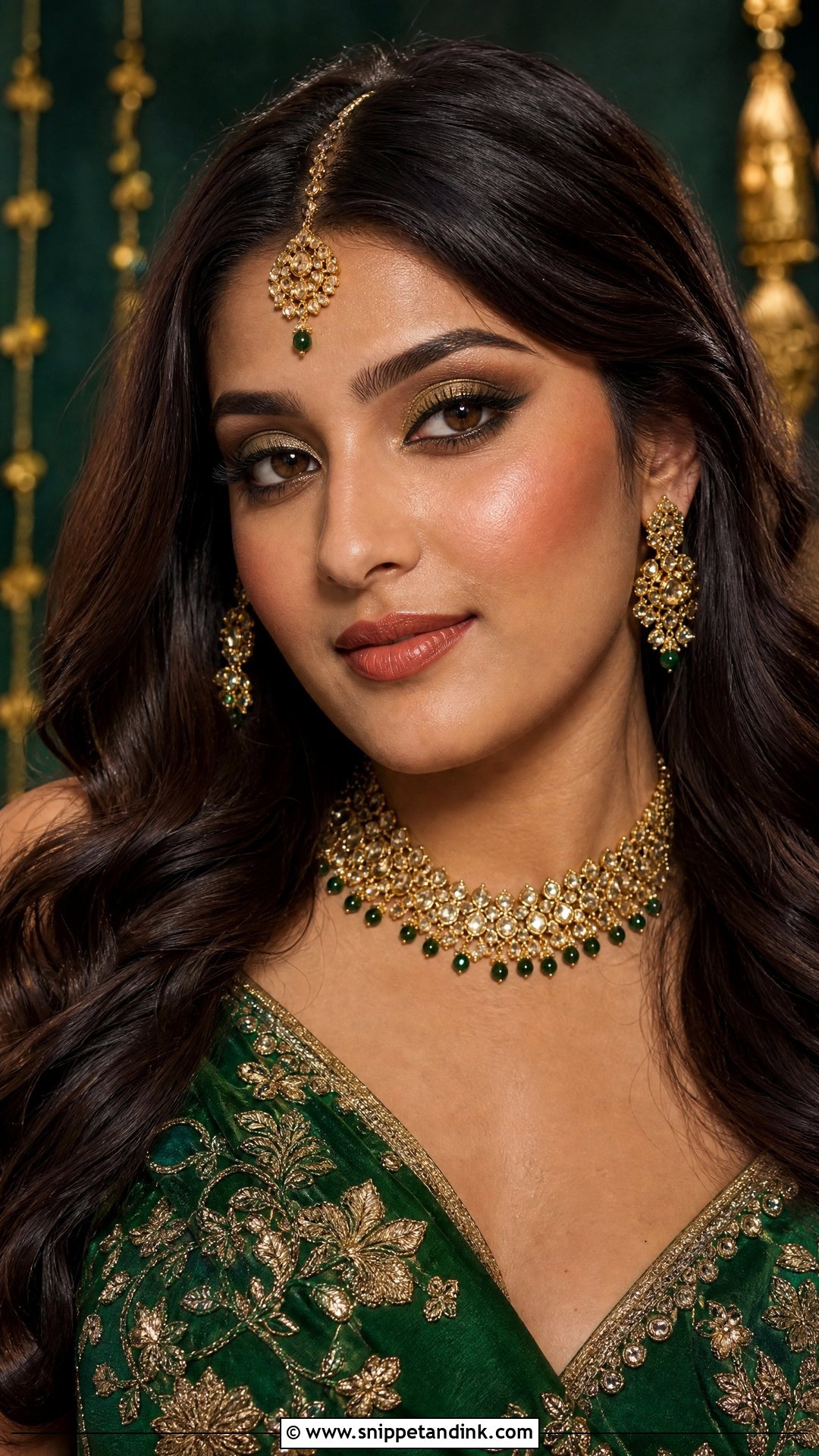 Green Lehenga Gold Eye Makeup - Snippet and Ink - 20 Lengha Makeup Looks