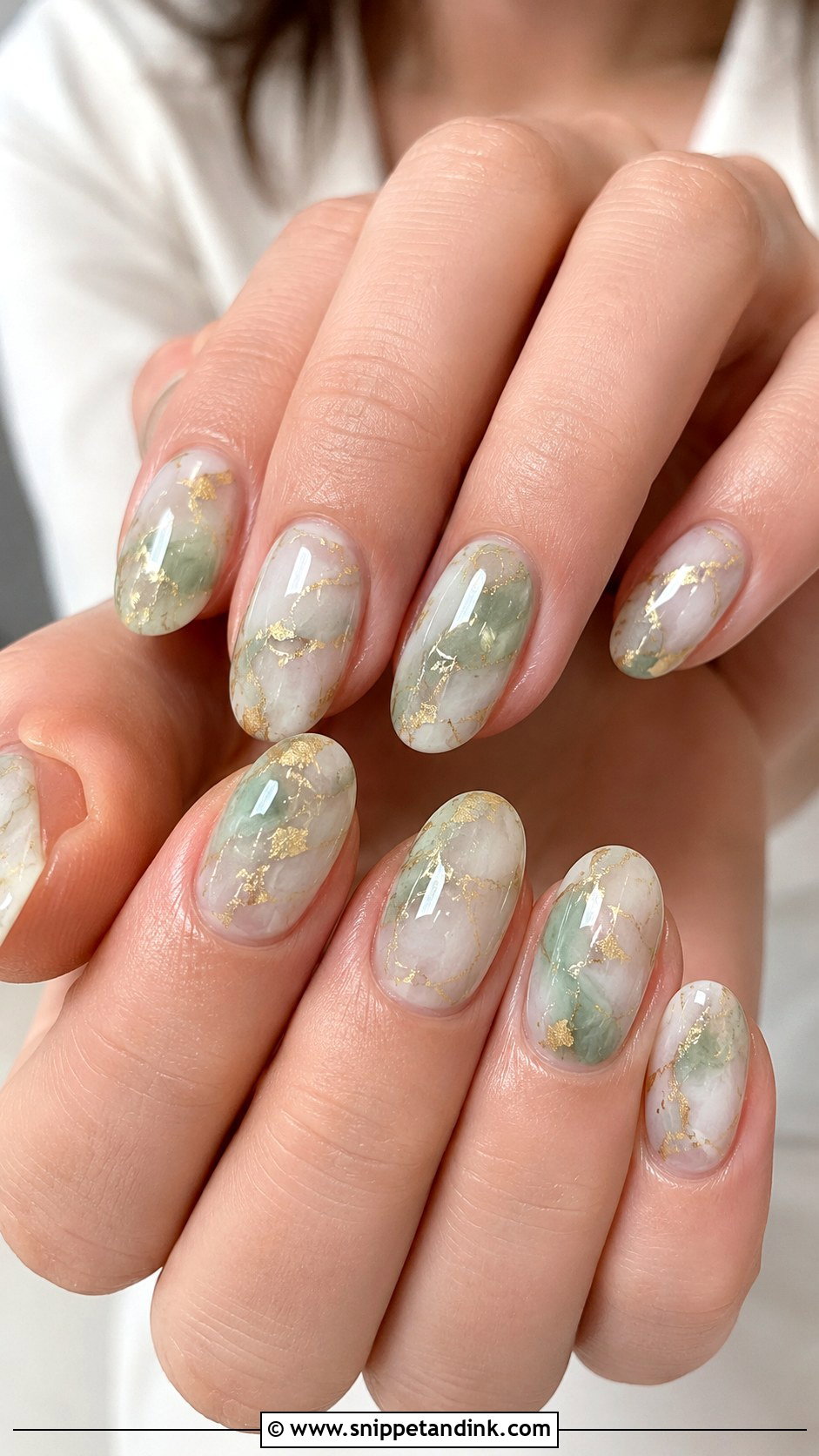 Green Marble Bridal Nails - Snippet and Ink - 20 Green Bridal Nails