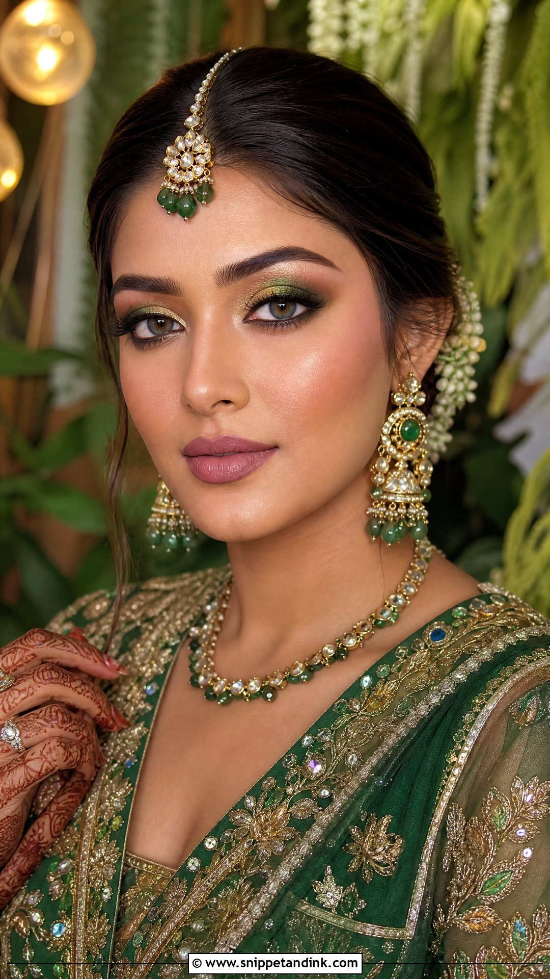 Green Mehndi Bride Makeup - Snippet and Ink - 20 Mehndi Bride Makeup Ideas