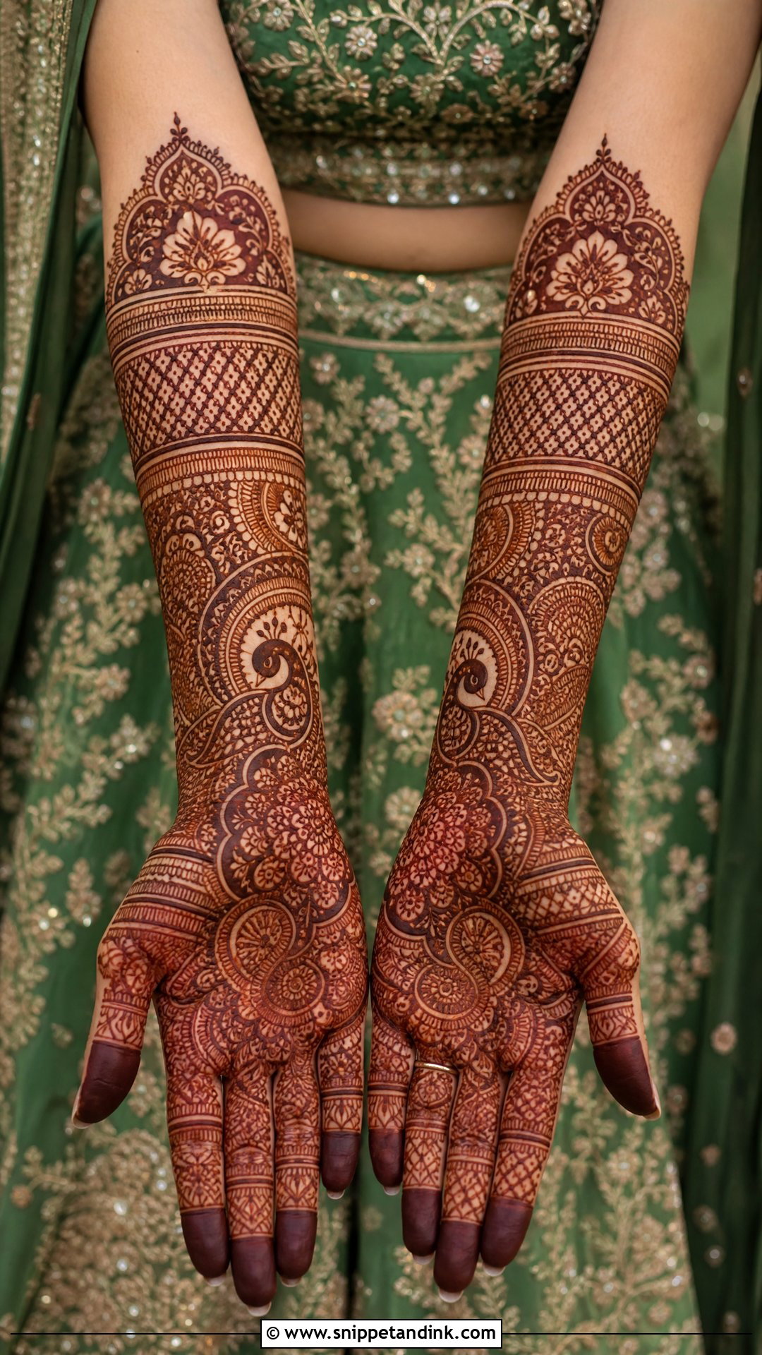 Green Mehndi Lehenga Design - Snippet and Ink - 20 Mehndi Dresses Designs