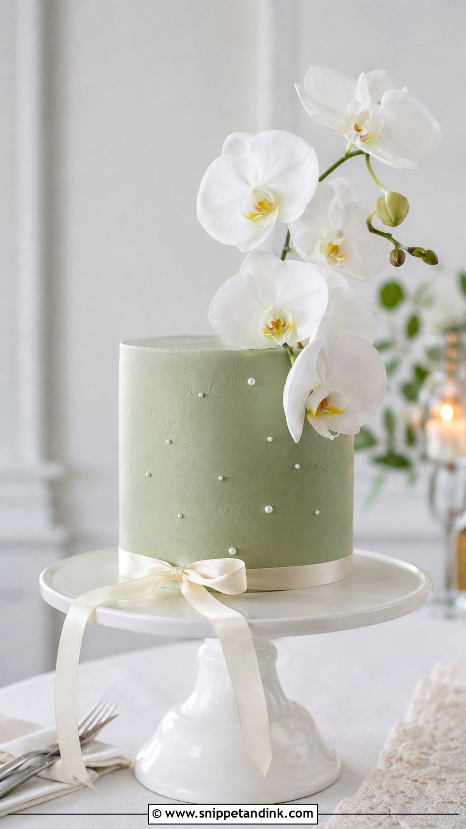 Green Minimalist Wedding Cake - Snippet and Ink - 20 Green Wedding Cake Ideas