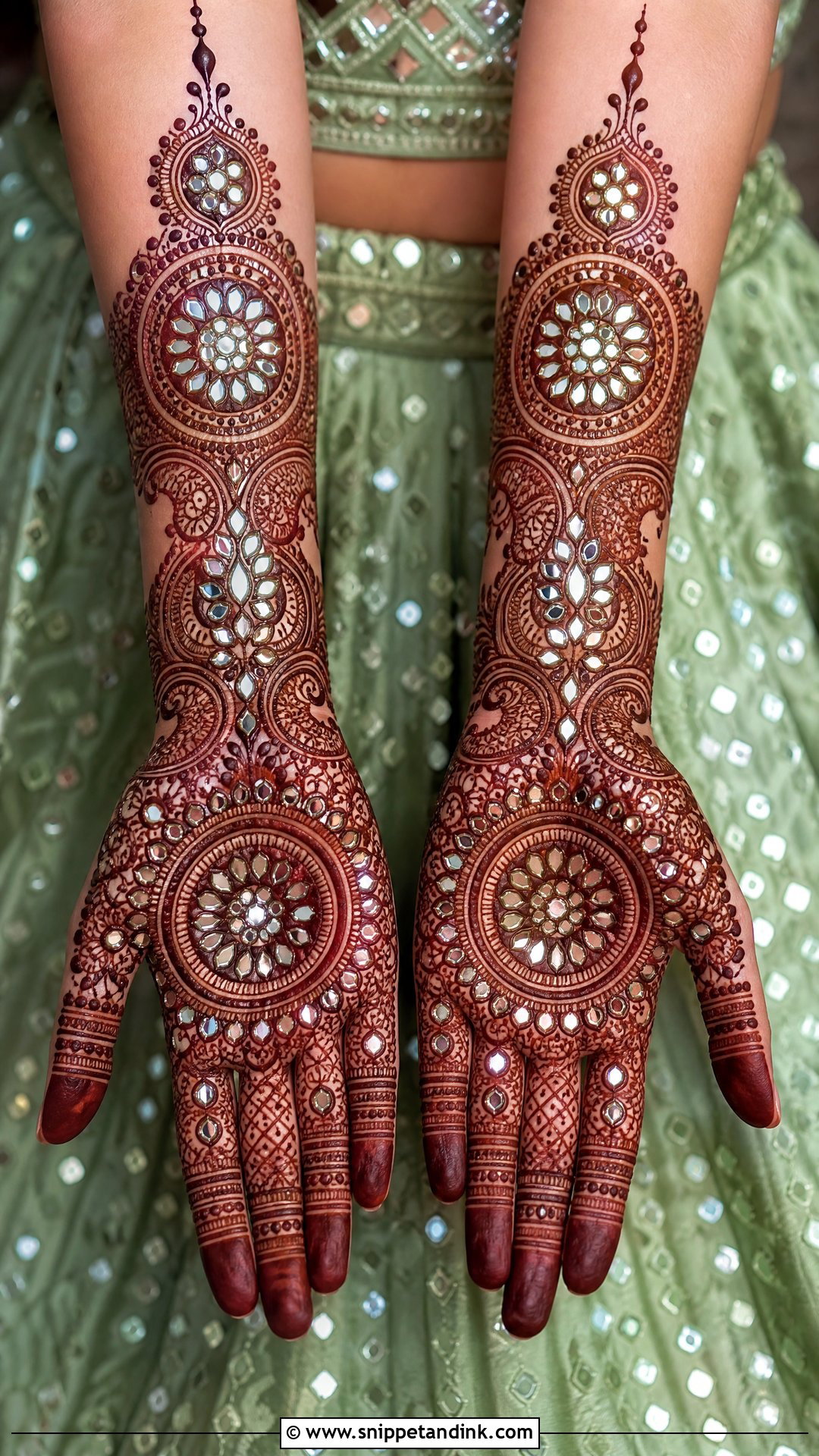 Green Mirror Work Mehendi Lehenga - Snippet and Ink - 25 Green Mehendi Outfits for Bride