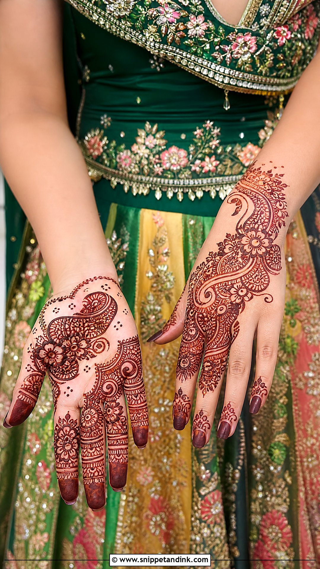 Green Multicolor Mehendi Lehenga - Snippet and Ink - 25 Green Mehendi Outfits for Bride