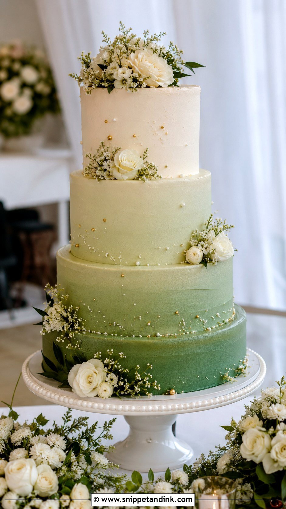 Green Ombre Wedding Cake - Snippet and Ink - 25 Elegant Green Wedding Cake Ideas
