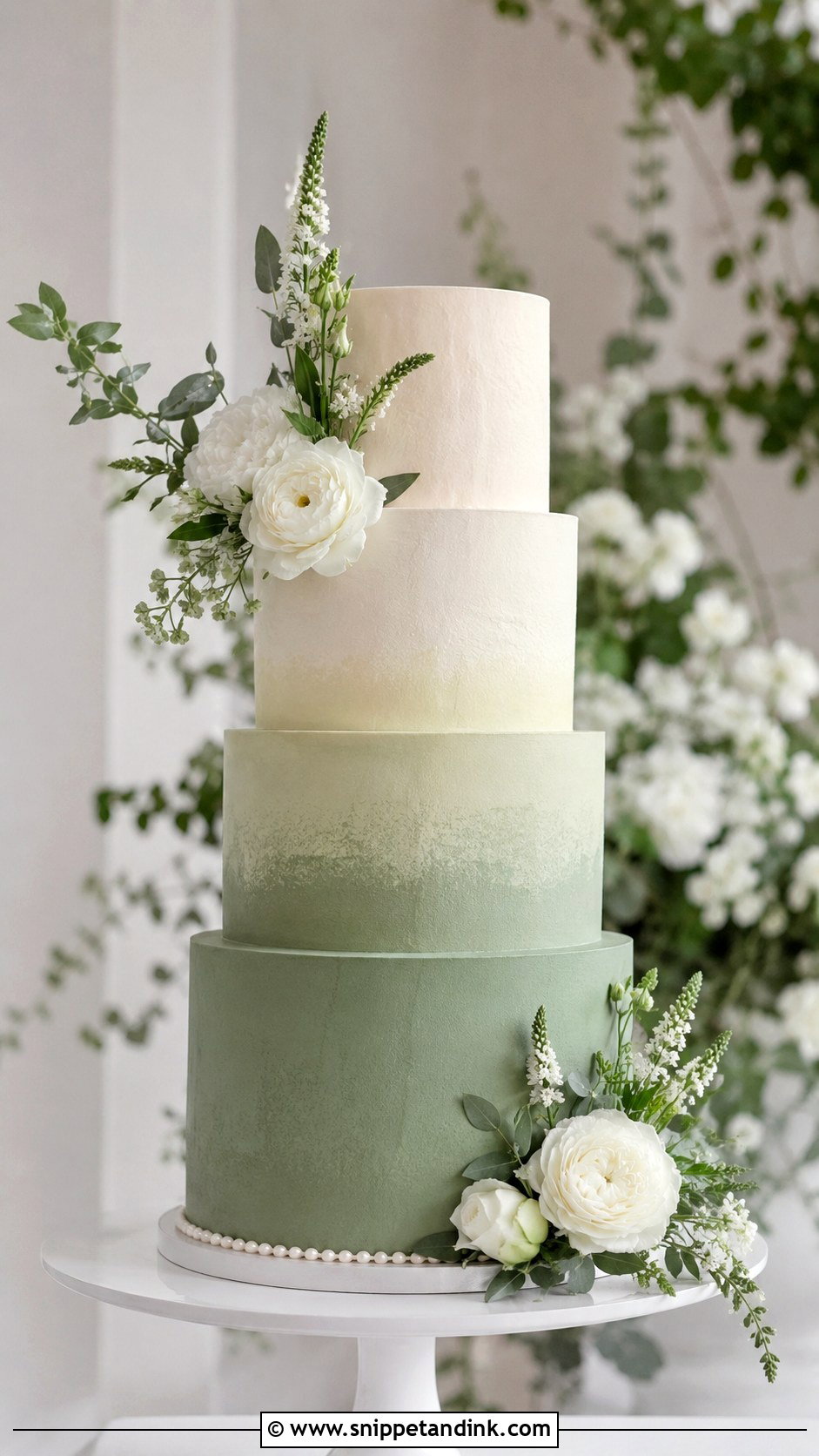 Green Ombre Wedding Cake - Snippet and Ink - 20 Green Wedding Cake Ideas