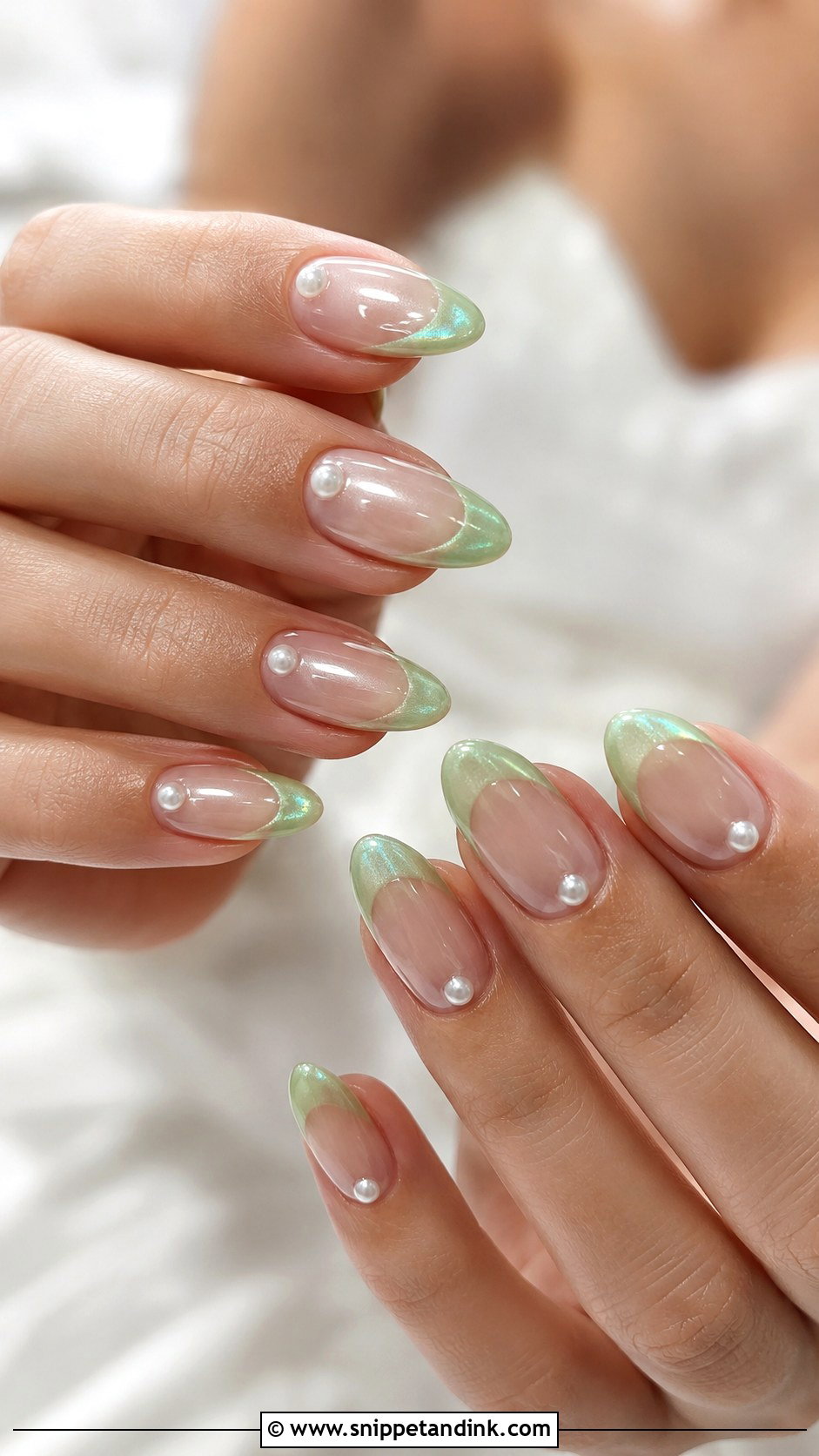 Green Pearl Wedding Nails - Snippet and Ink - 20 Green Wedding Nails for Bride