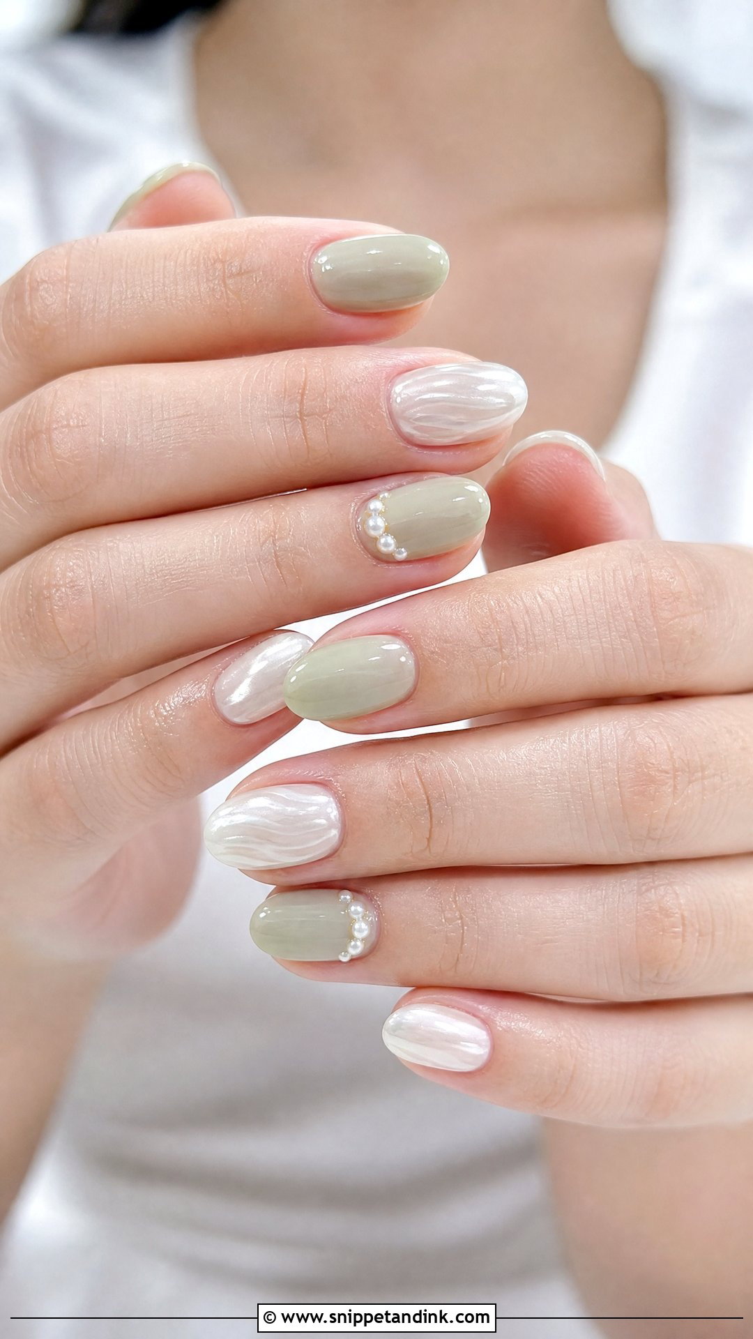 Green Pearl Wedding Nails - Snippet and Ink - 25 Green Wedding Nails