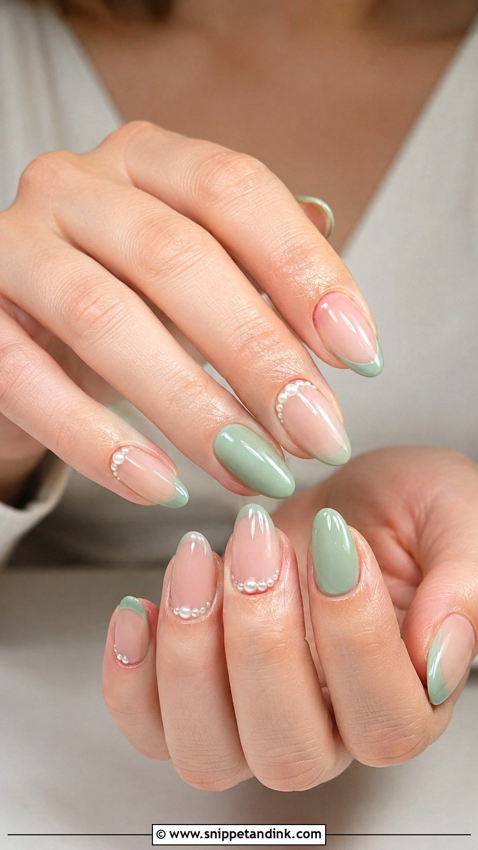 Green Pearl Wedding Nails - Snippet and Ink - 20 Green Nails for Wedding