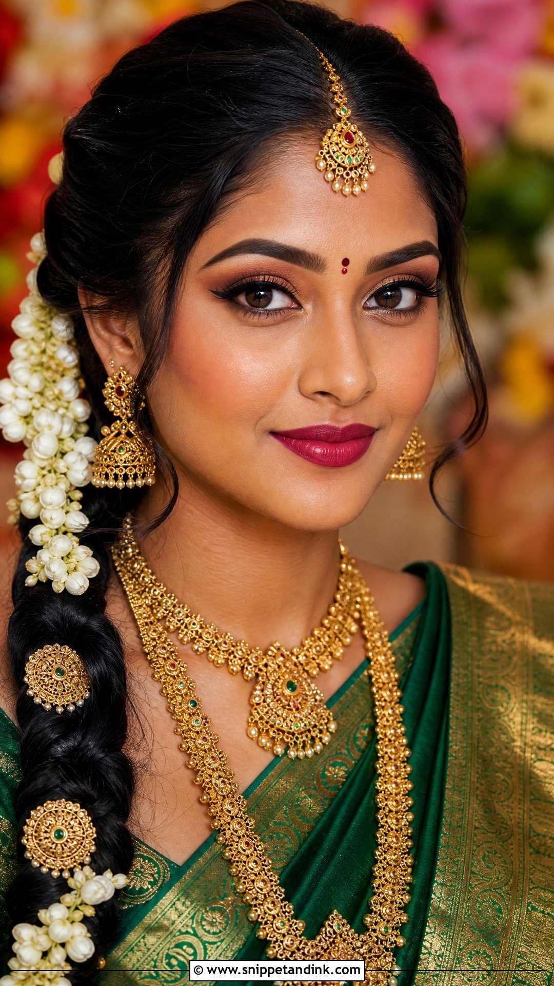 Green Saree South Indian Bridal Makeup - Snippet and Ink - 20 Traditional South Indian Bridal Makeup Ideas