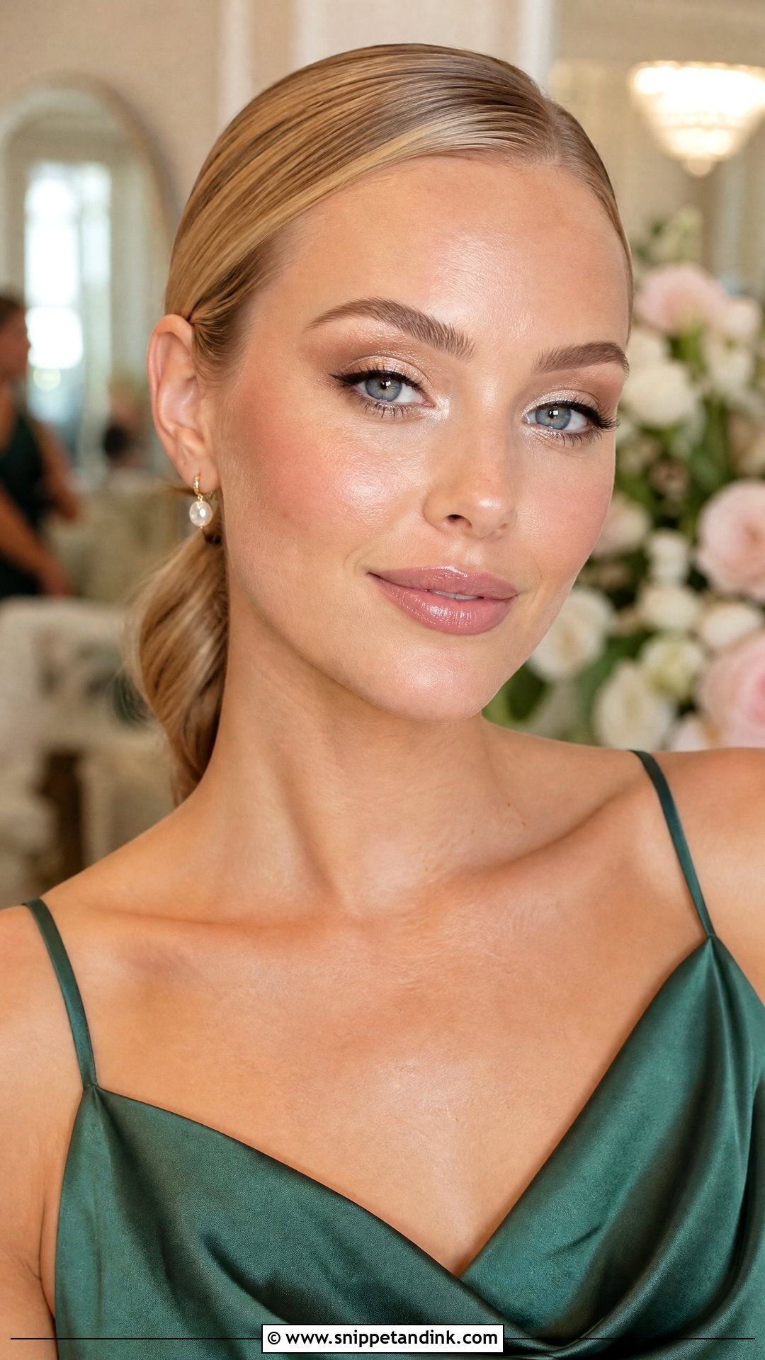 Green Satin Dress With Champagne Makeup - Snippet and Ink - 20 Wedding Makeup for Green Dress Ideas