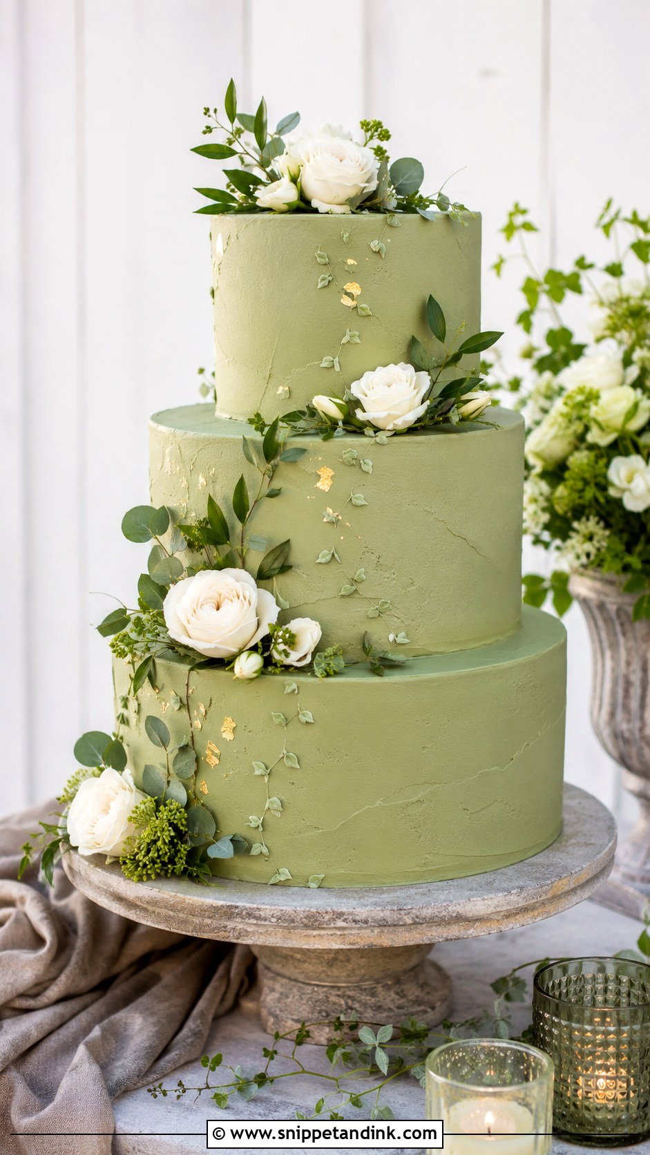 Green Tiered Wedding Cake - Snippet and Ink - 30 Tiered Wedding Cakes