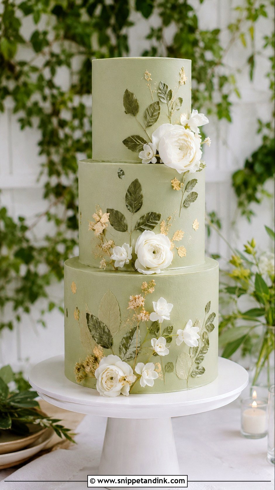 Green Wedding Cake - Snippet and Ink - 30 Elegant Wedding Cake Ideas