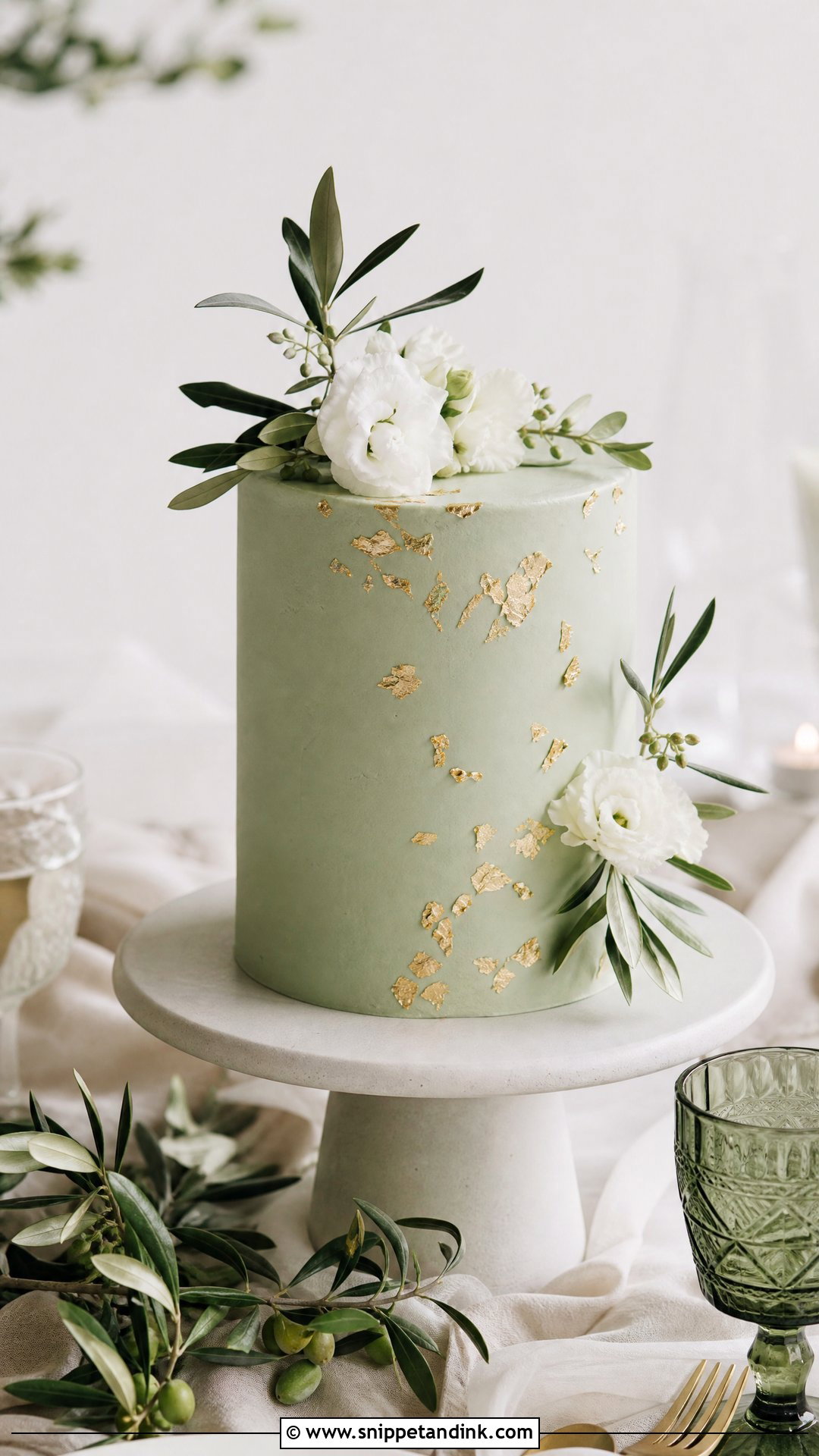 Green Wedding Cake - Snippet and Ink - 35 Wedding Cake Designs