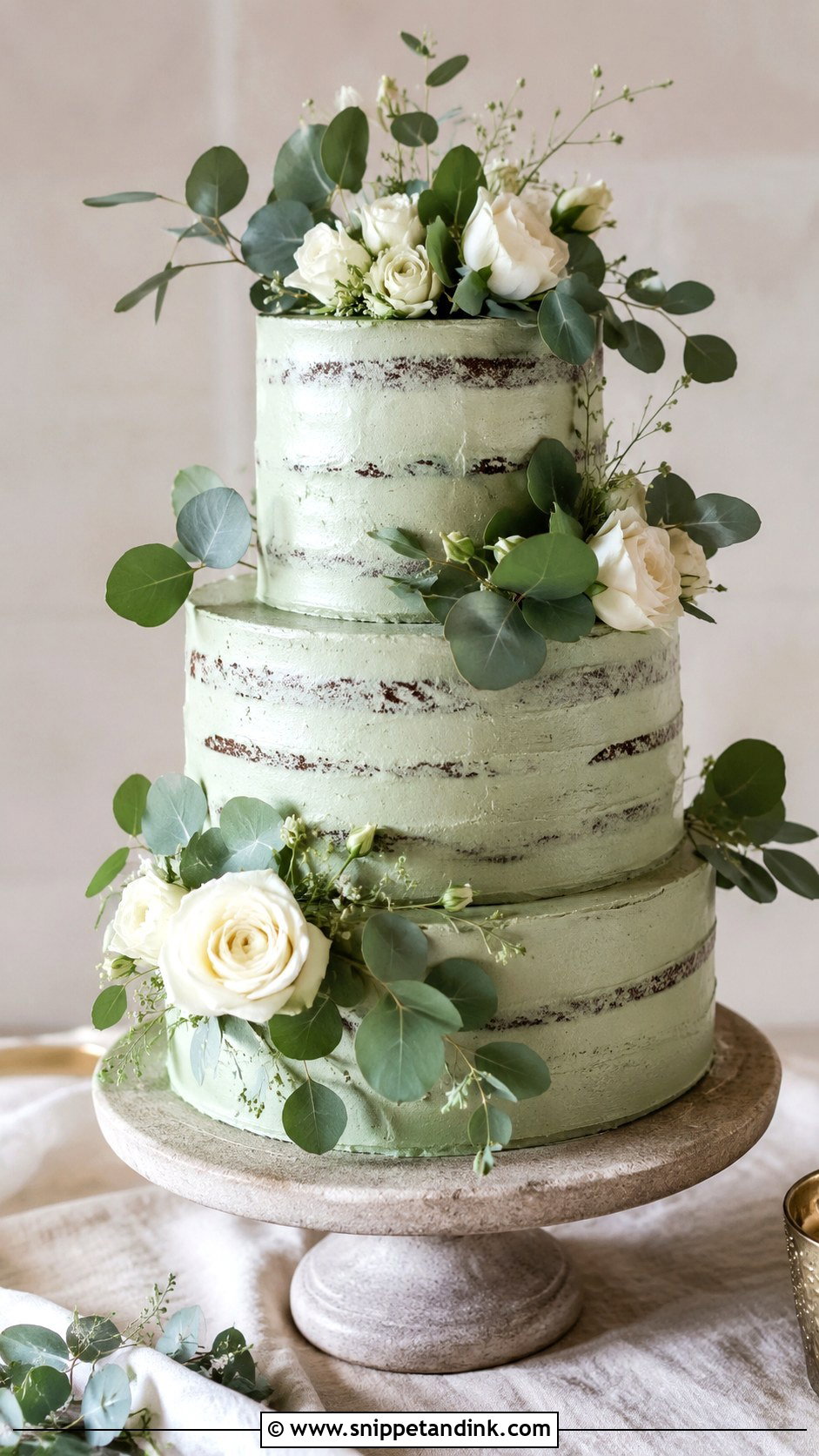 Green Wedding Cake With Eucalyptus - Snippet and Ink - 20 Green Wedding Cake Ideas