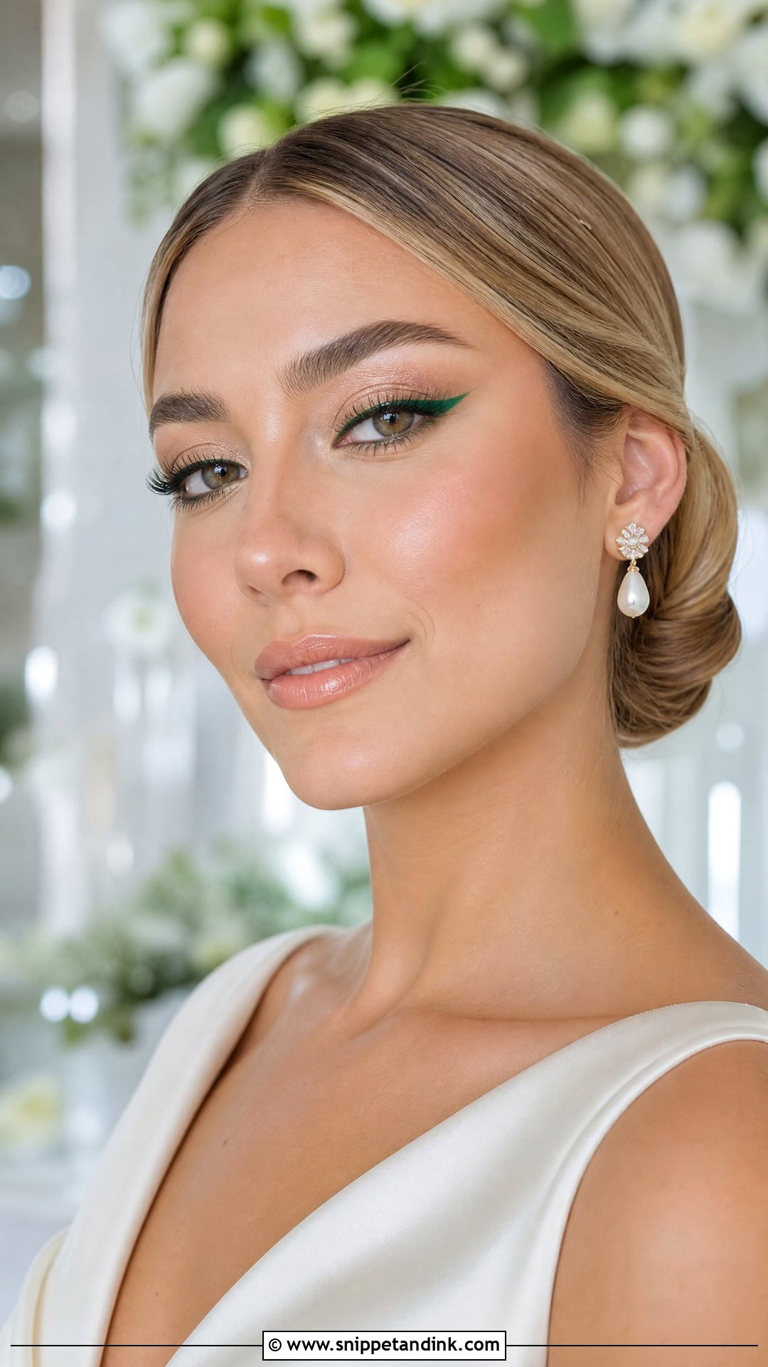 Green Winged Liner Bridal Makeup - Snippet and Ink - 20 Green Bridal Makeup Ideas