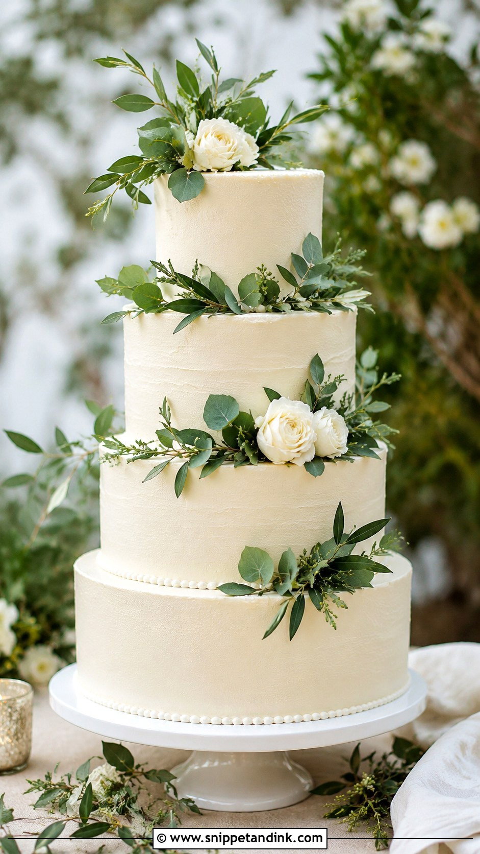 Greenery 4 Tier Wedding Cake - Snippet and Ink - 20 Elegant 4 Tier Wedding Cakes