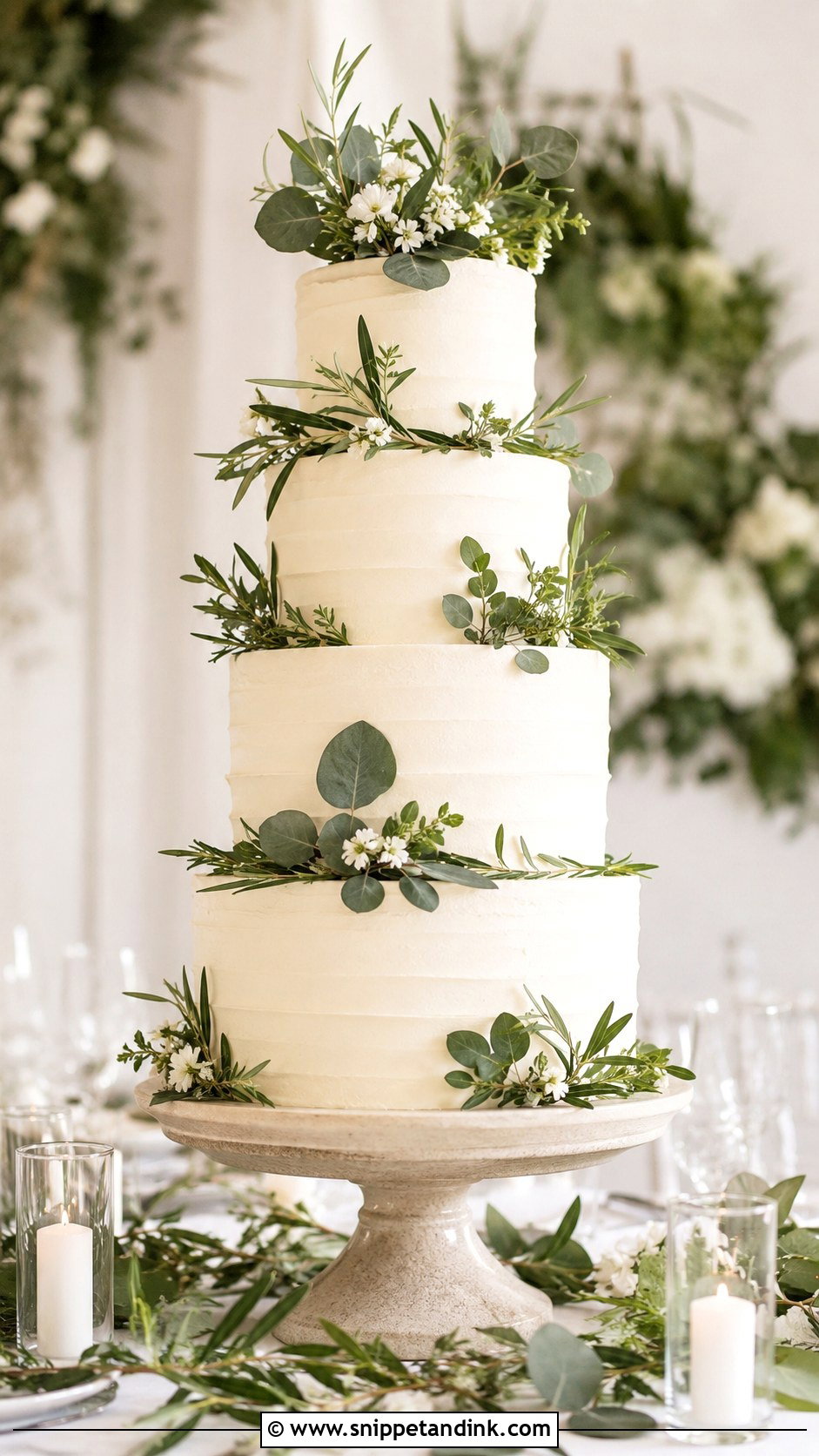 Greenery 5 Tier Wedding Cake - Snippet and Ink - 25 5 Tier Wedding Cake Ideas