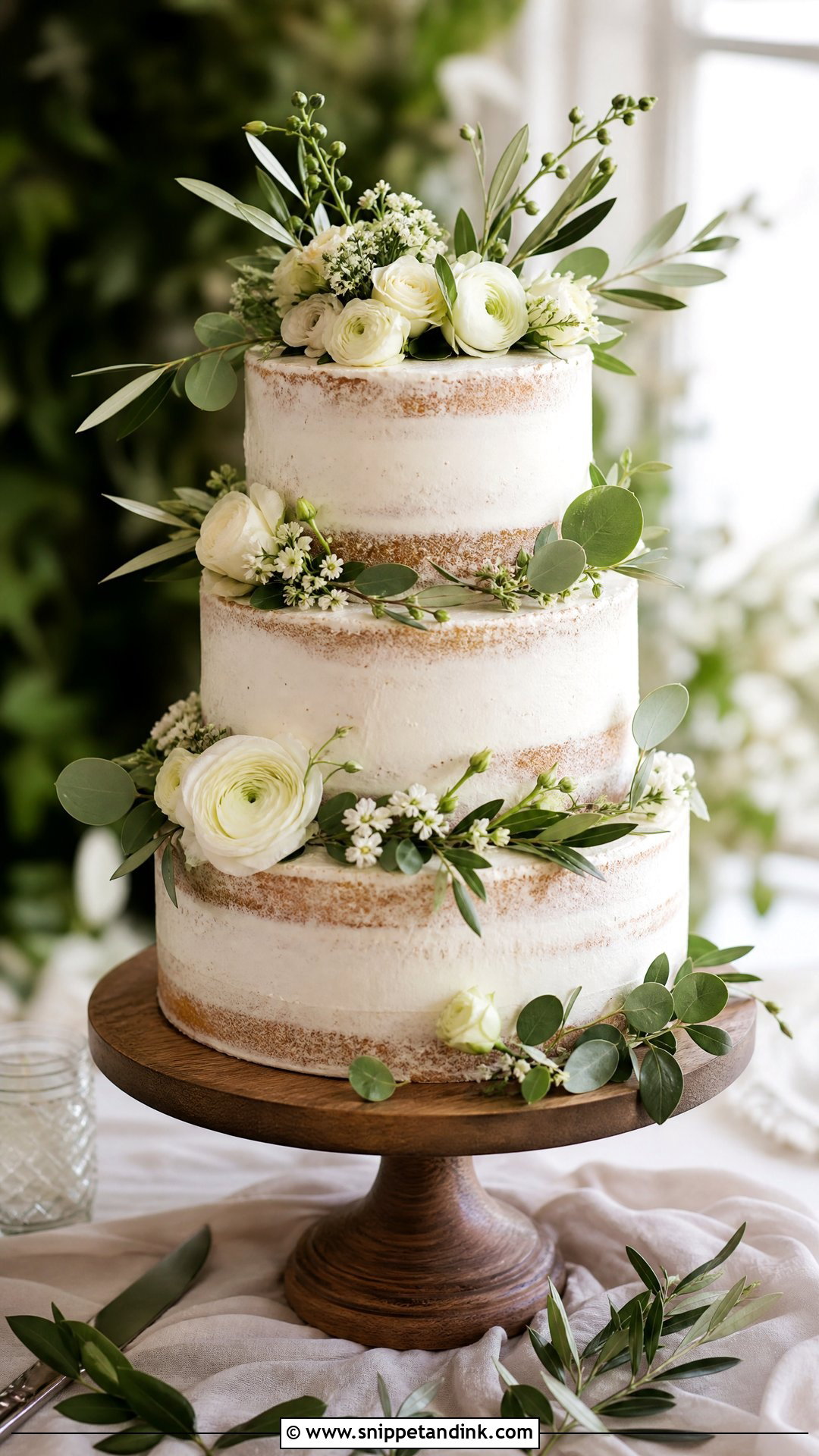 Greenery And Flower Wedding Cake - Snippet and Ink - 35 Cakes with Flowers for Wedding