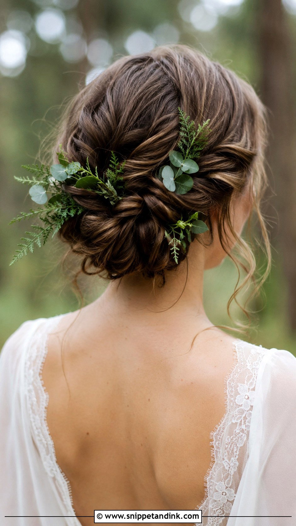 Greenery Bun Wedding Hairstyle - Snippet and Ink - 30 Wedding Bun Hairstyles