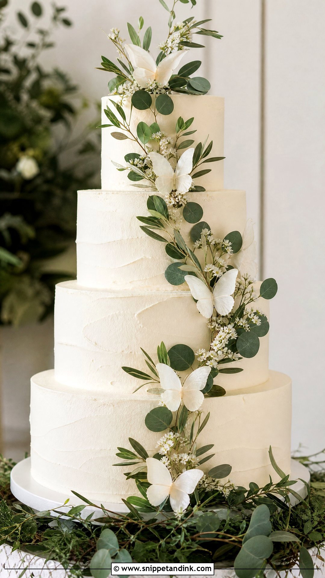 Greenery Butterfly Wedding Cake - Snippet and Ink - 25 Butterfly Cake Design Ideas for Wedding
