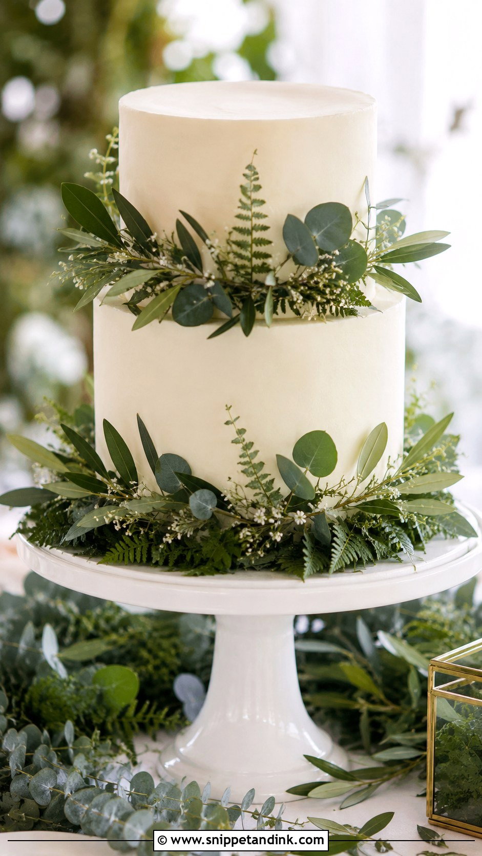 Greenery Double Decker Wedding Cake - Snippet and Ink - 20 Double Decker Cake Design Ideas for Wedding