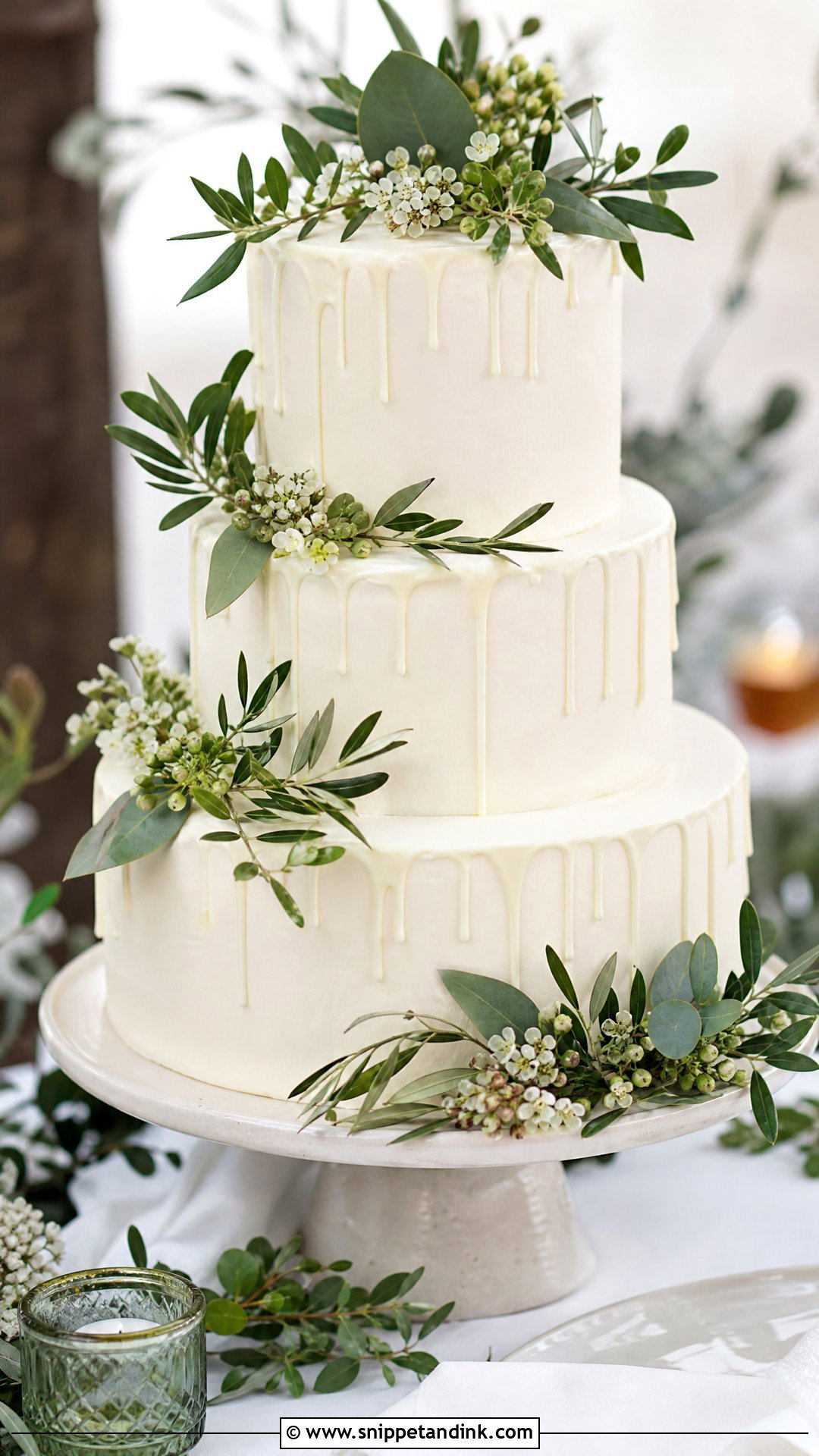 Greenery Drip Wedding Cake - Snippet and Ink - 30 Drip Cakes for Wedding