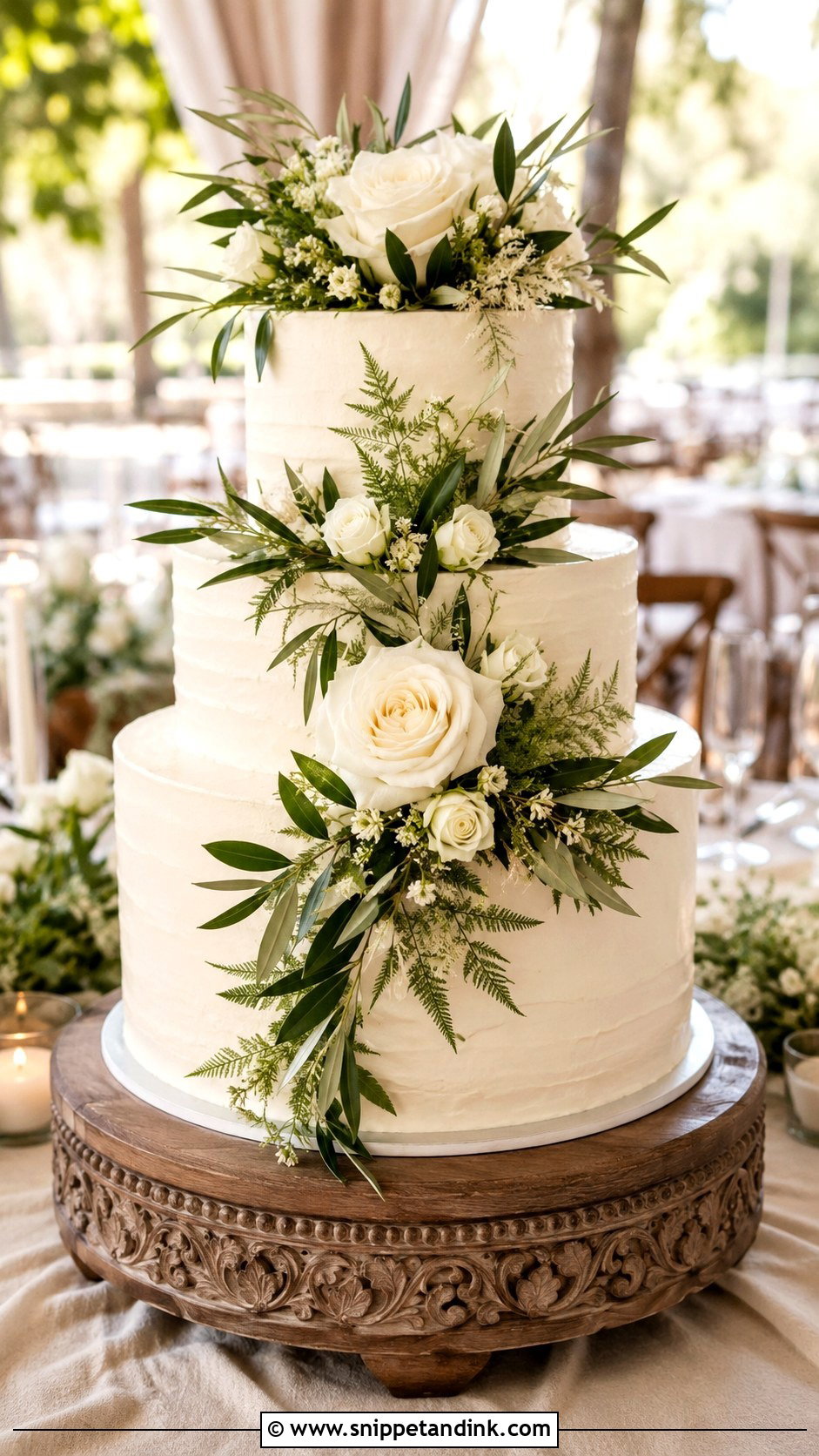 Greenery Drip Wedding Cake - Snippet and Ink - 25 Rustic Greenery Wedding Cake Ideas
