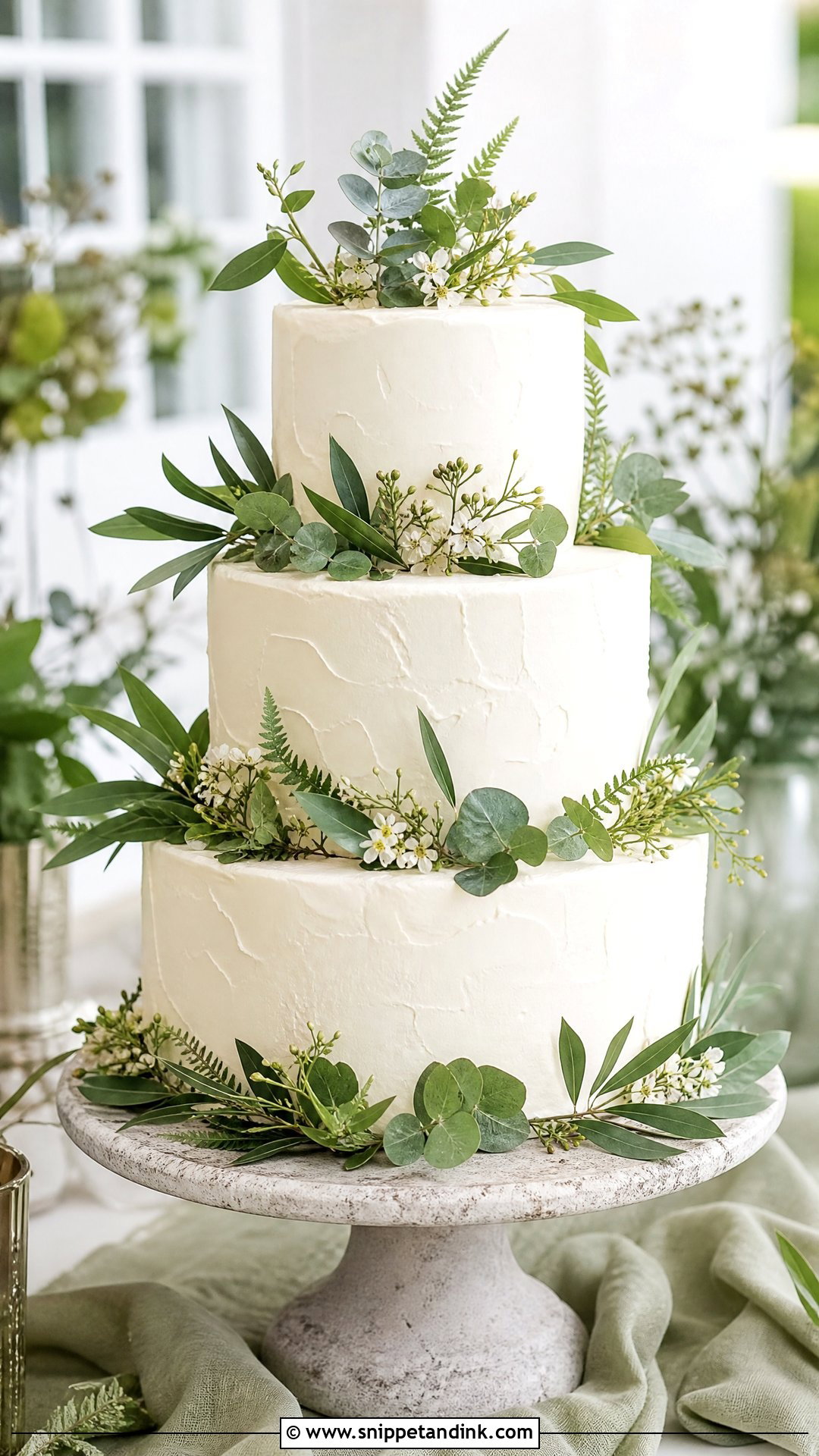 Greenery Dummy Wedding Cake - Snippet and Ink - 25 Dummy Cake Ideas for Wedding