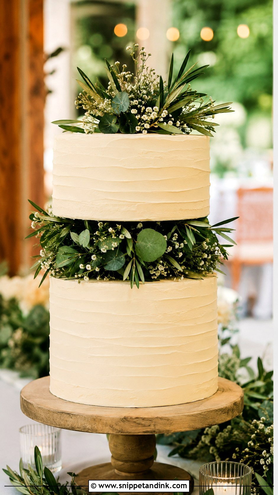 Greenery Floating Tier Wedding Cake - Snippet and Ink - 20 Wedding Cake Ideas with Floating Tier